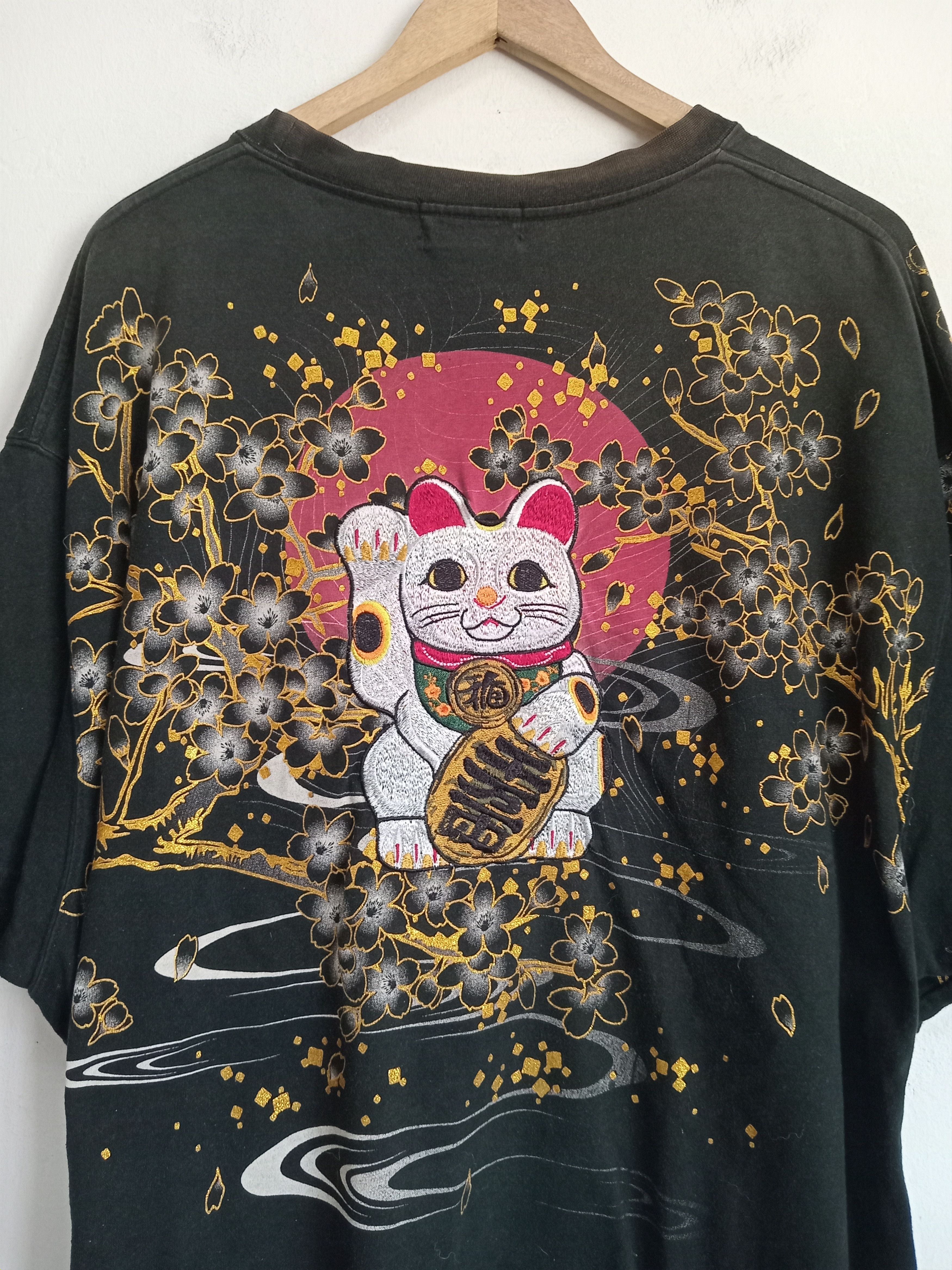 Japanese Brand VINTAGE KARAKURI TAMASHI Embroidered Lucky Cat Size US XL / EU 56 / 4 - 5 Thumbnail