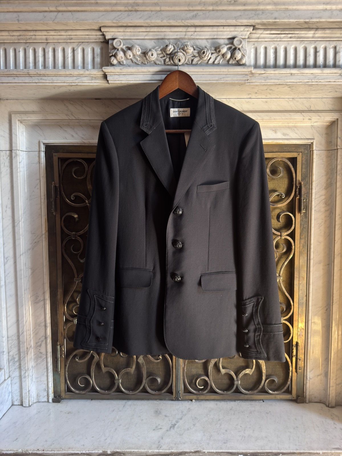 Saint Laurent Paris FW16 Baroque Blazer in Black Wool Size 48R - 1 Thumbnail
