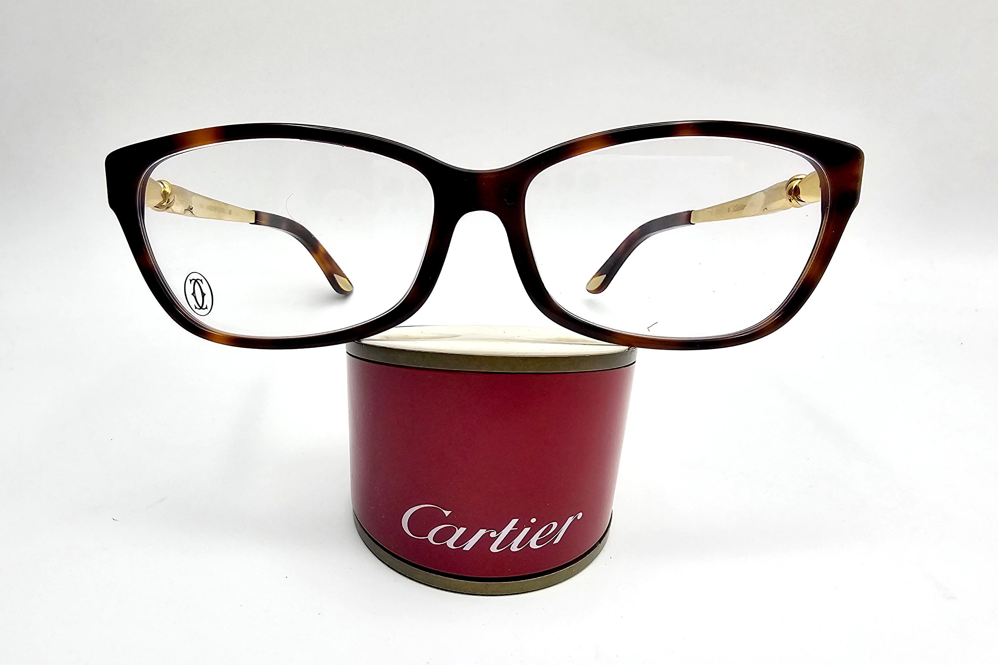 image of New Cartier Tortoise/gold Eyeglasses Eye00129 in Brown Havane, Men's