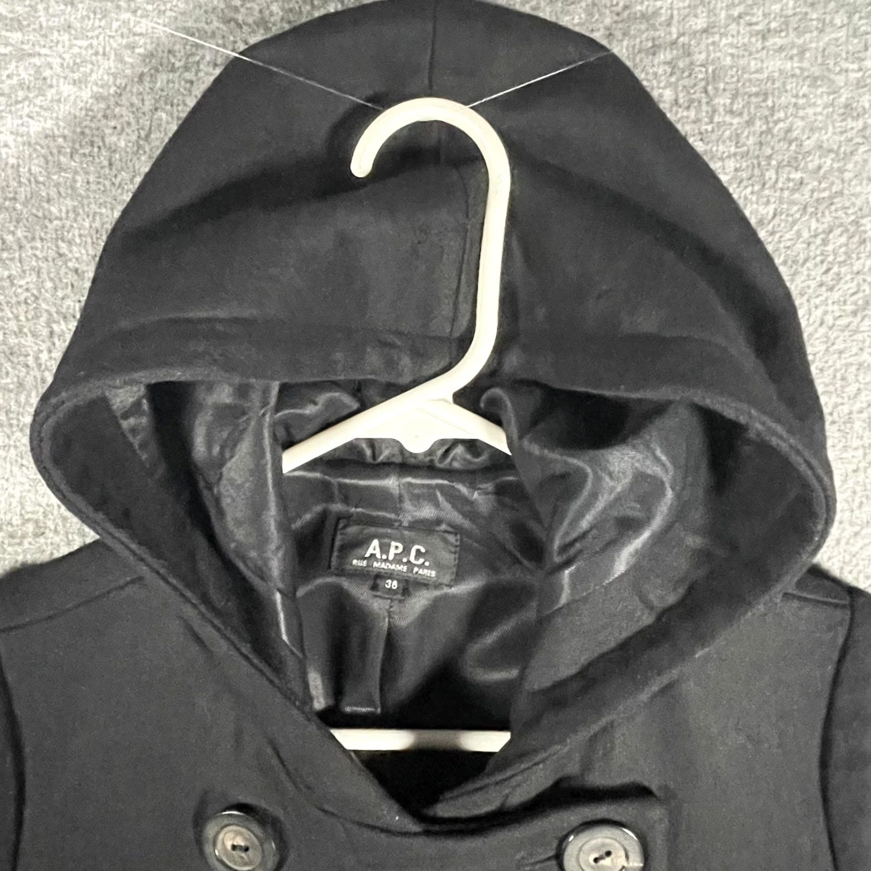A.P.C. A.P.C. Coat Womens 36 Black Wool Cashmere Hooded Pea Coat Lined Poland Vintage No Size XS / US 0-2 / IT 36-38 - 6 Thumbnail