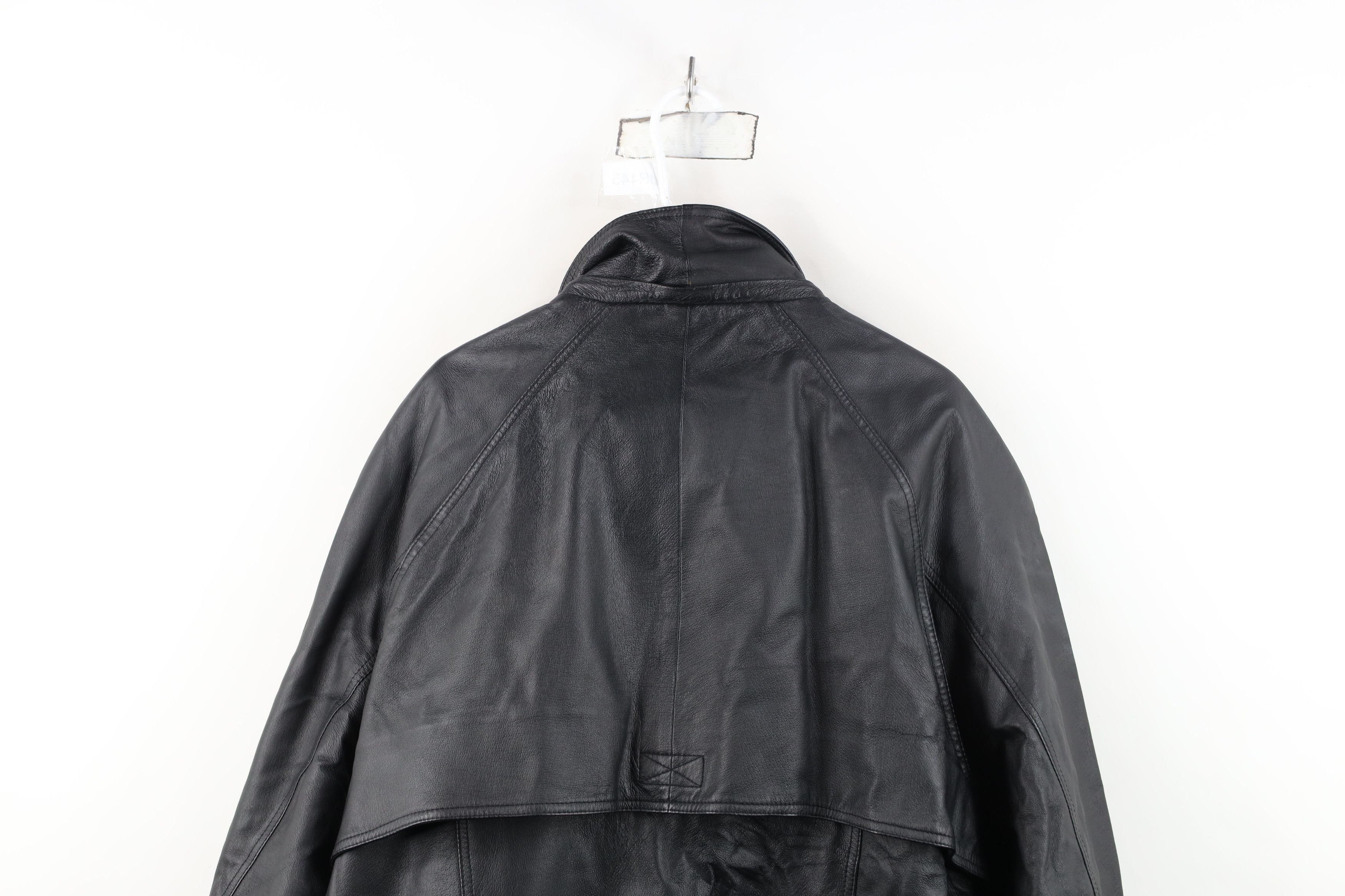 Vintage Vintage 90s Streetwear Quilted Full Zip Leather Jacket Black Size US XXL / EU 58 / 5 - 14 Thumbnail