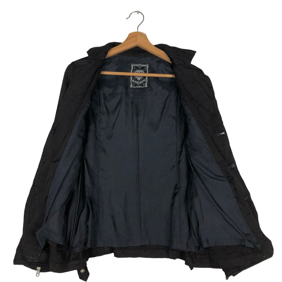 Vintage 🔥ULTIMATE BLACK BIKER CROPPED JACKET PUNK ALGON QUINS JAPAN Size S / US 4 / IT 40 - 15 Thumbnail