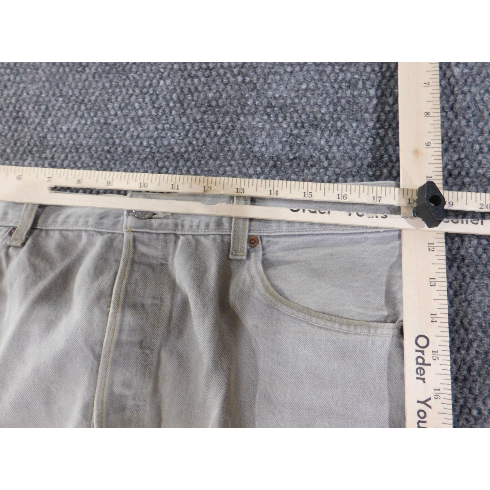 Levi's Levis 501 Jeans Mens 38x32 Gray Denim Straight Fit Retro Classic 501 Model Zipper Pocket Inseam 32" Regular Rise Mid Size US 38 / EU 54 - 6 Thumbnail