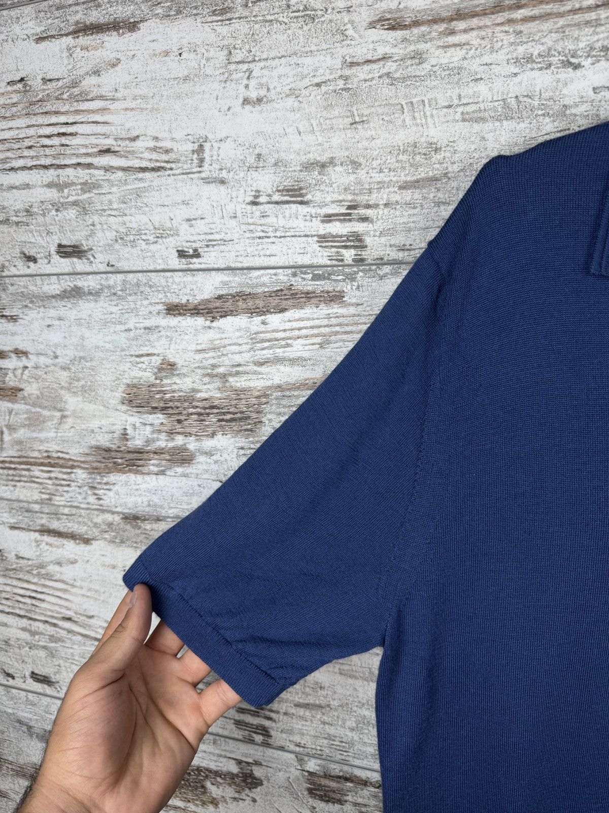 Reiss Mens Vintage Reiss polos merino wool T-shirt blue tee Size US L / EU 52-54 / 3 - 5 Thumbnail