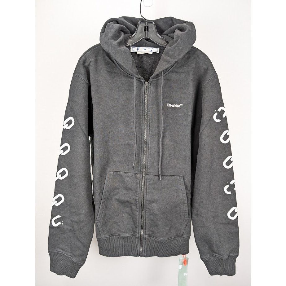 Off-White o1rshd1 Q:2 / Chain Arr Slim Zip Hoodie in Black/White Size US M / EU 48-50 / 2 - 4 Thumbnail