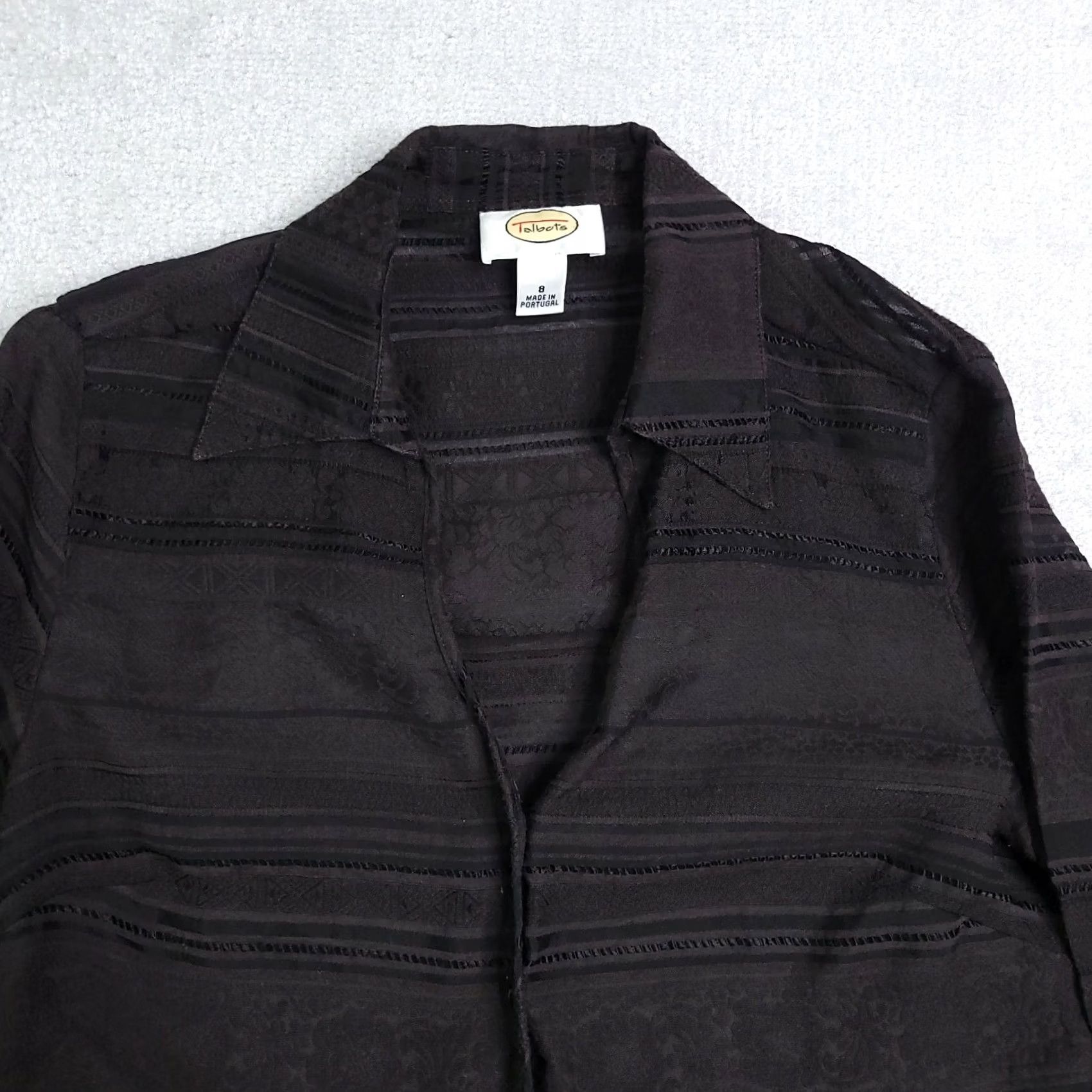 Talbots VINTAGE Talbots Blouse Shirt Women's 8 Button Balloon Sleeve V Neck Collared Brown 90s Size M / US 6-8 / IT 42-44 - 3 Thumbnail