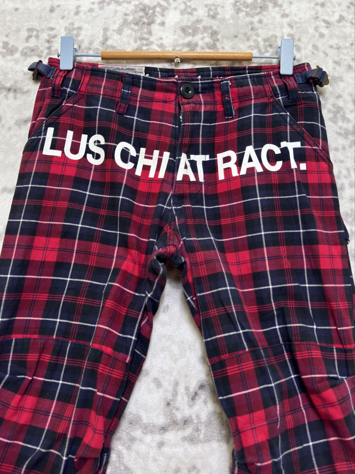 Japanese Brand Vintage Redark “LUS CHI ATRACT” Punk Tartan Plaid Pants Size US 27 - 3 Thumbnail