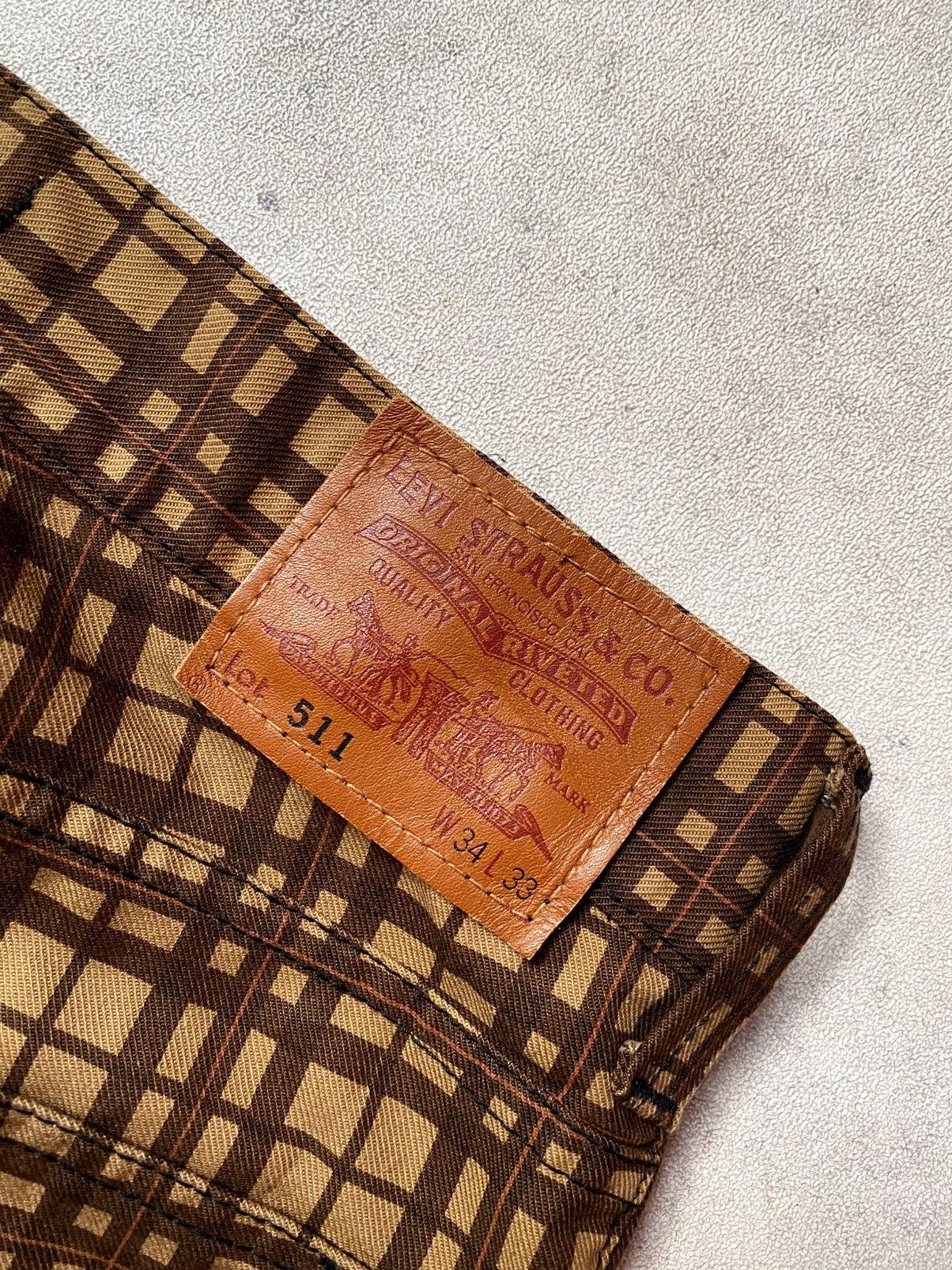 Levi's Vintage Levis Plaid Checkered Brown Jeans Size US 34 / EU 50 - 13 Thumbnail