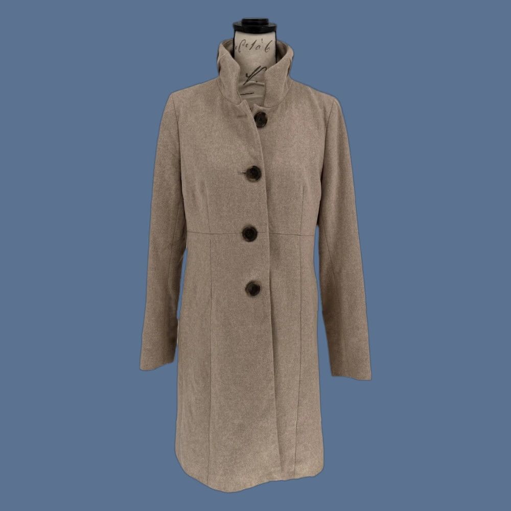 J.Crew J Crew Uptown Dress Coat Womens 8 Beige Wool Blend Funnel Neck Overcoat Warm Size M / US 6-8 / IT 42-44 - 1 Thumbnail