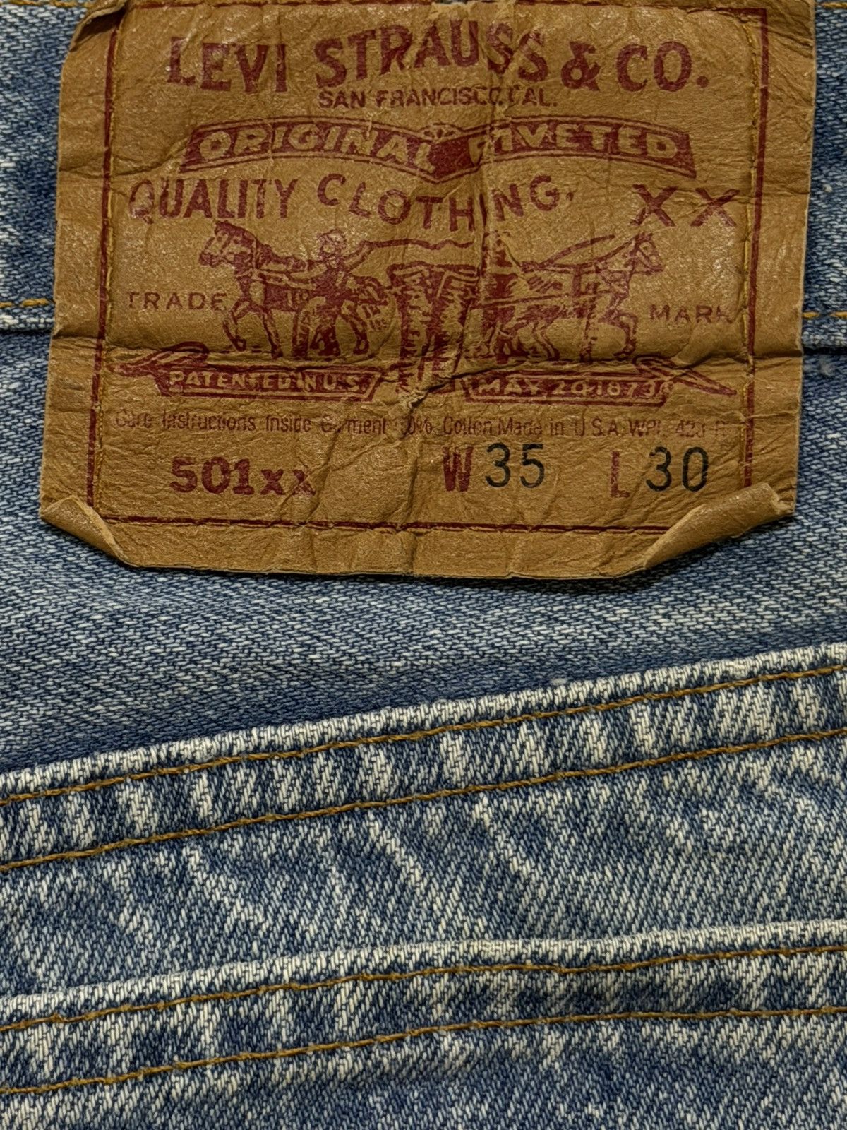Levi's Vintage 80s Levis 501xx Blue Mud Wash Faded Straight Leg Fit Size US 33 - 6 Thumbnail