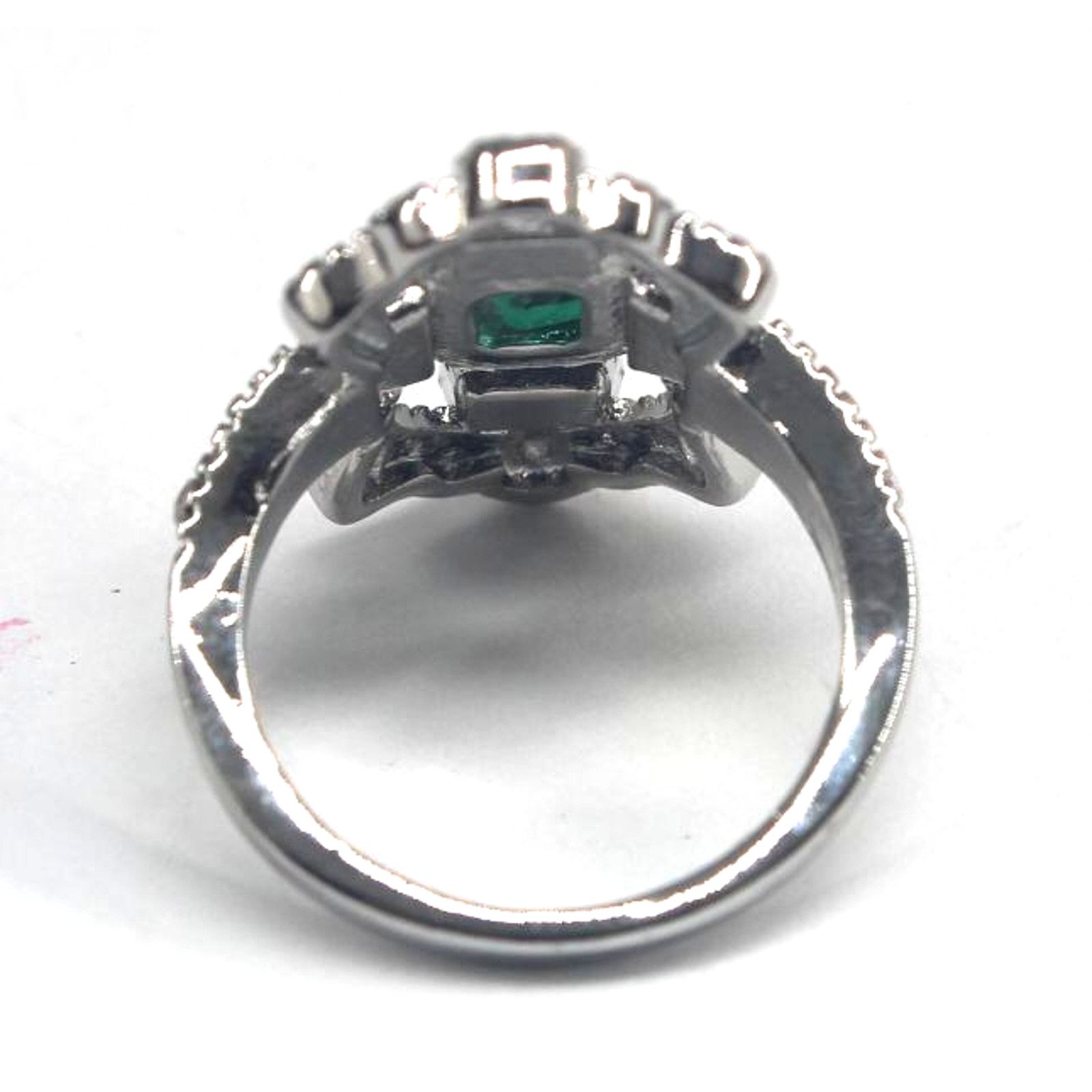 Other Elegant Faux Emerald Ring Round & Baguette Rhinestones •Sz 7 Size ONE SIZE - 4 Thumbnail