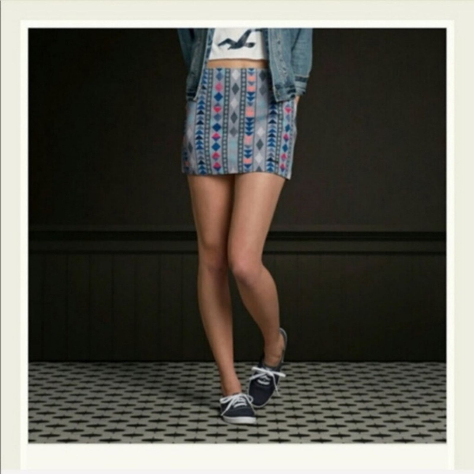 Hollister Hollister Grey Aztec Patterned Skirt Size 29" - 6 Thumbnail