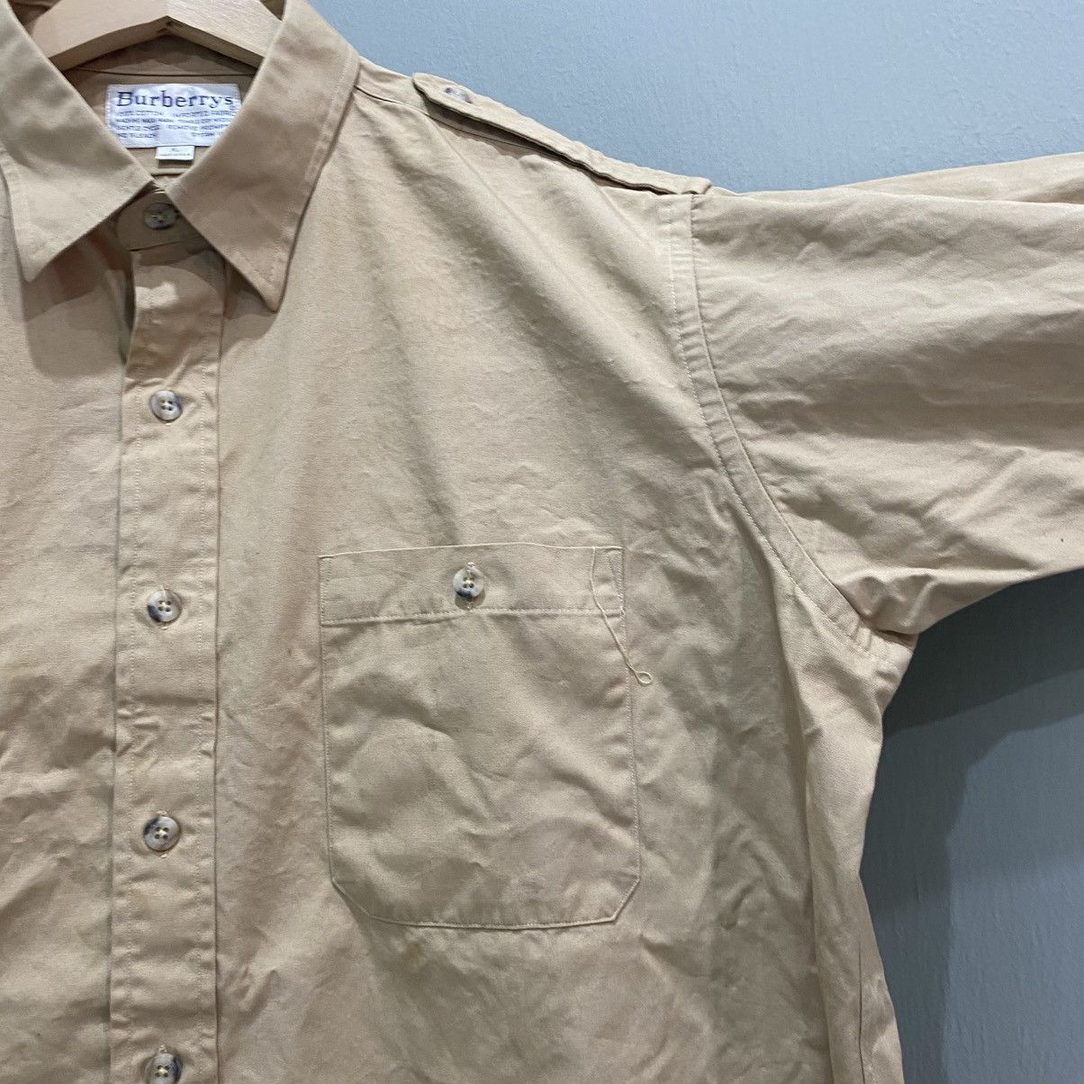 Burberry Vintage Burberrys Khaki Military Safari Work Shirt Epaulets Size US XL / EU 56 / 4 - 9 Thumbnail
