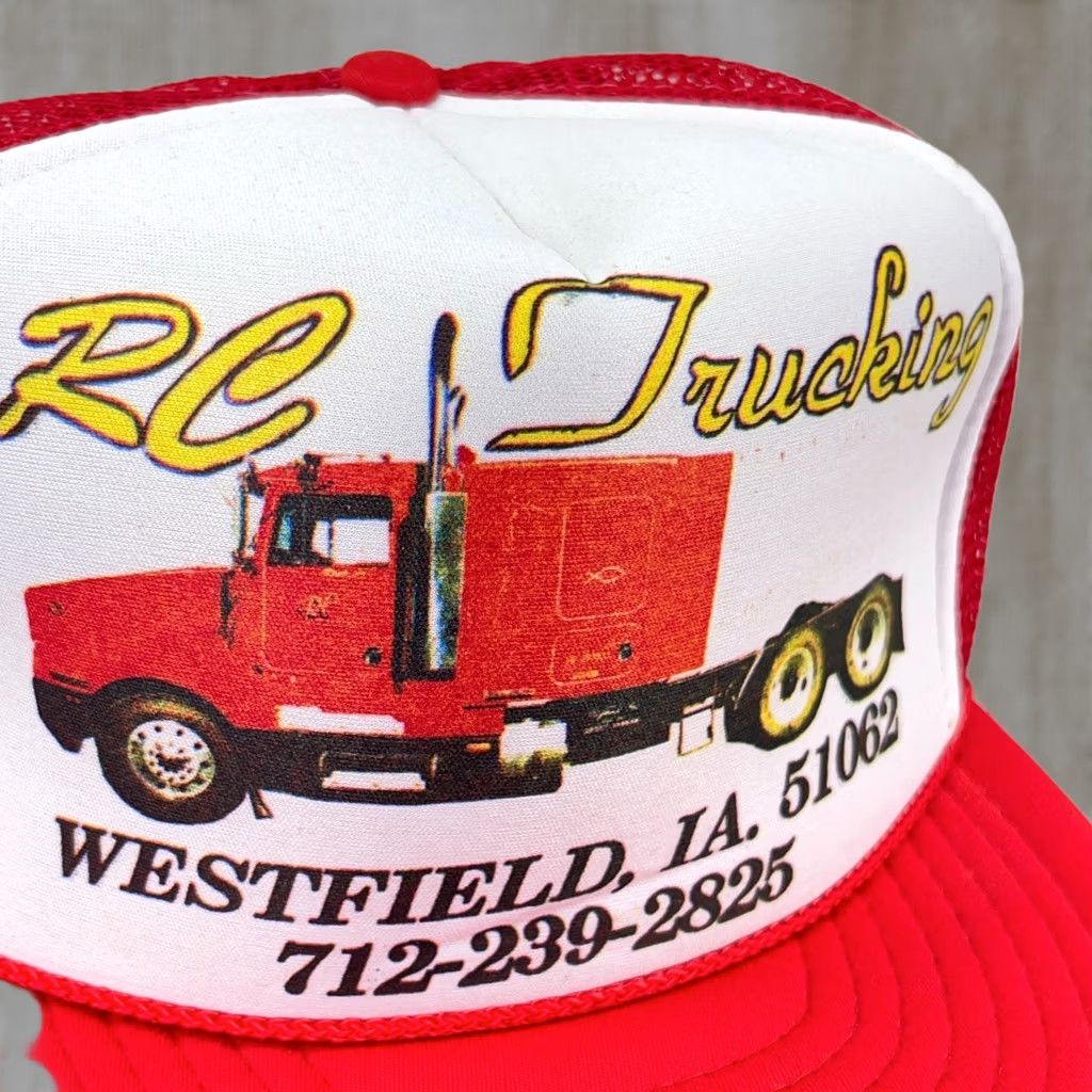 Vintage VINTAGE Nissin RC Trucking Trucker Hat Cap 90s Semi Truck Westfield Iowa Red White Mens Size ONE SIZE - 1 Thumbnail