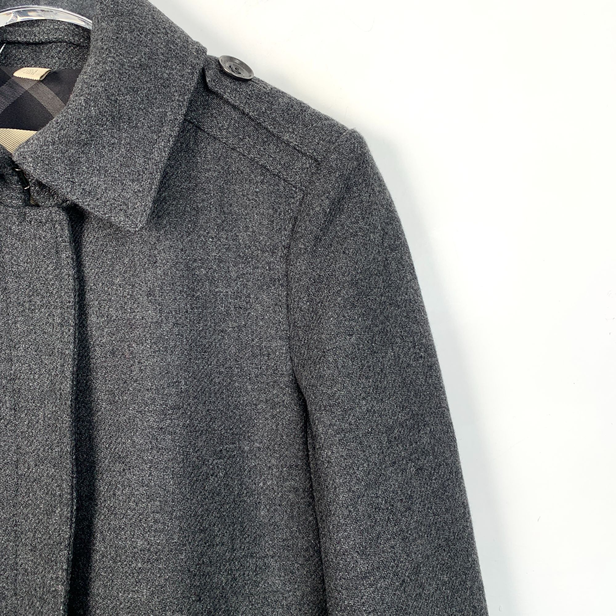 Burberry Burberry Brit Black-Grey Wool Shawl Collar Coat (Size 40/M) Size M / US 6-8 / IT 42-44 - 5 Thumbnail