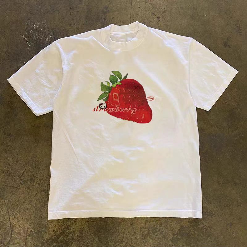 Japanese Brand Casual Retro Strawberry Print Cotton T-shirt Size US M / EU 48-50 / 2 - 1 Thumbnail