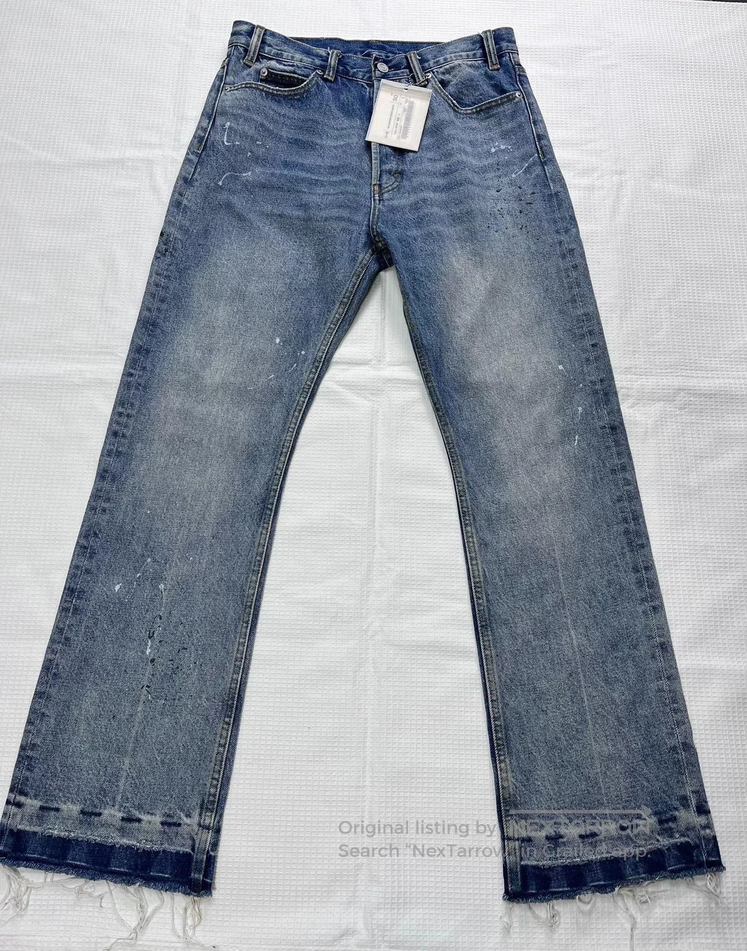 HIDEAWAYS Hide in Hills Ink Splatter Flared Washed Jeans. Size 30" / US 8 / IT 44 - 1 Thumbnail