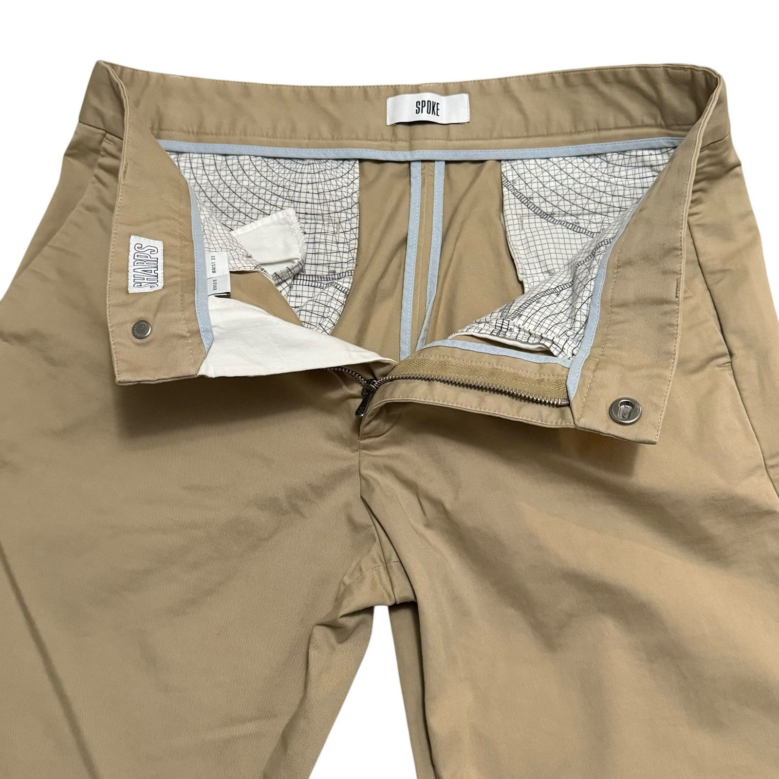 SPOKE SPOKE Sharps Chino Pants Build B Khaki Tan Basics Waist 33 Size US 33 - 3 Thumbnail
