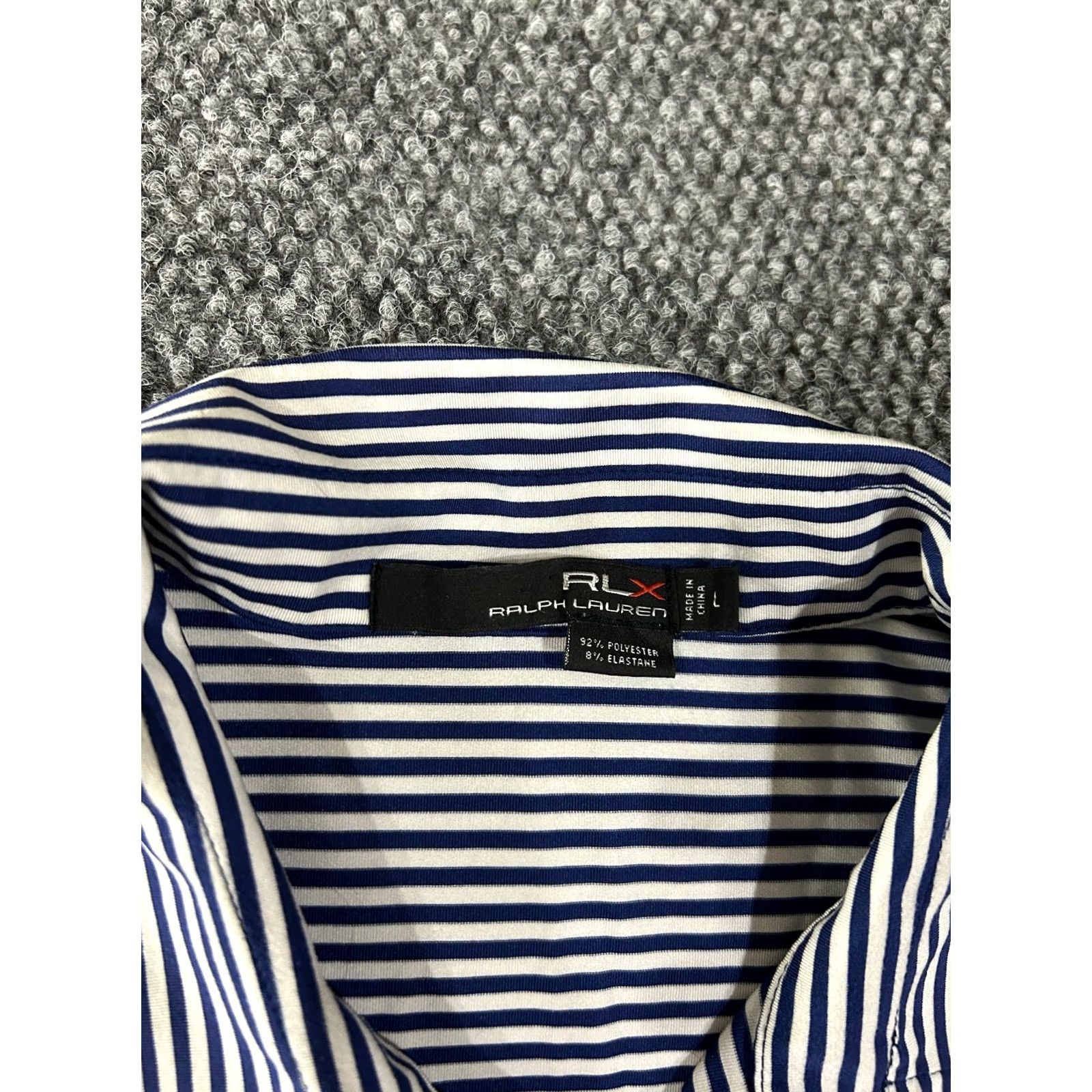 RLX Ralph Lauren RLX Ralph Lauren Polo Shirt Mens Large Blue White Striped Stretch Performance Golf Casual Shirt Size US L / EU 52-54 / 3 - 3 Thumbnail