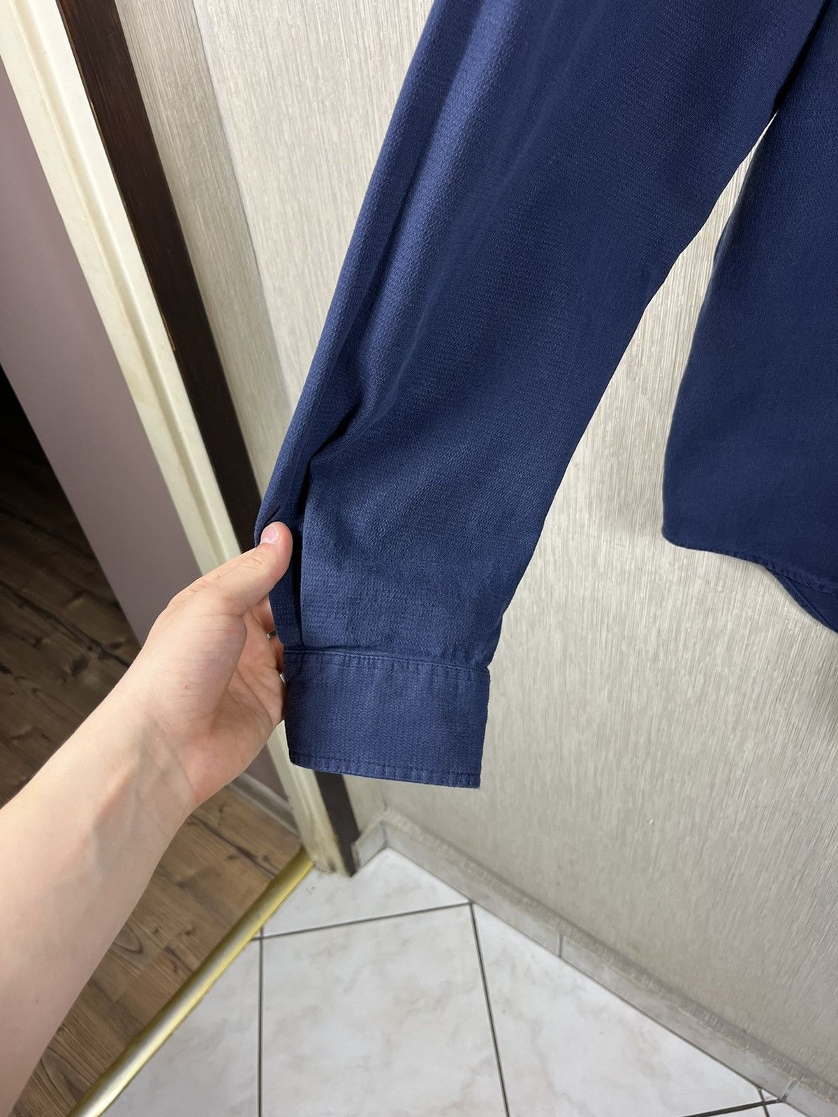 Levi's × Levi's Vintage Clothing × Vintage Vintage 90s Levi’s half button long sleeve shirt navy pocket Size US XL / EU 56 / 4 - 10 Thumbnail