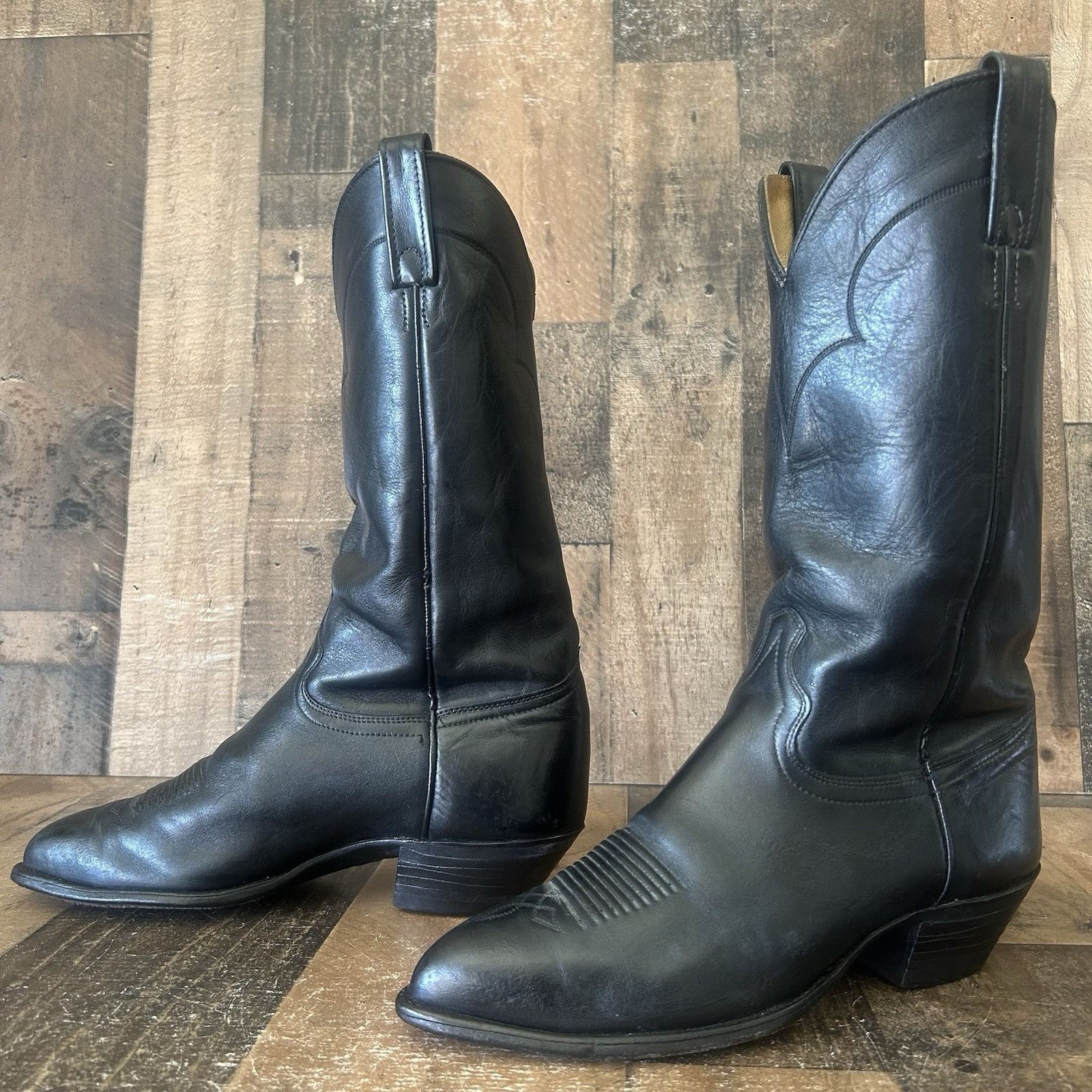 Vintage J Chisholm Vintage Classic Black Cowboy Boots Mens 8.5 D Size US 8.5 / EU 41-42 - 11 Thumbnail