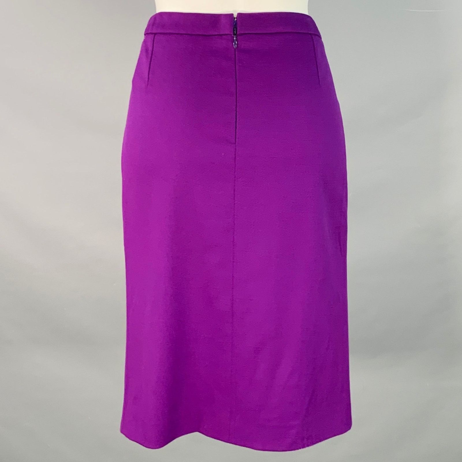 Versace V2 by VERSACE 6 Purple Wool Blend Pencil Knee Length Skirt Size 28" / US 6 / IT 42 - 2 Thumbnail