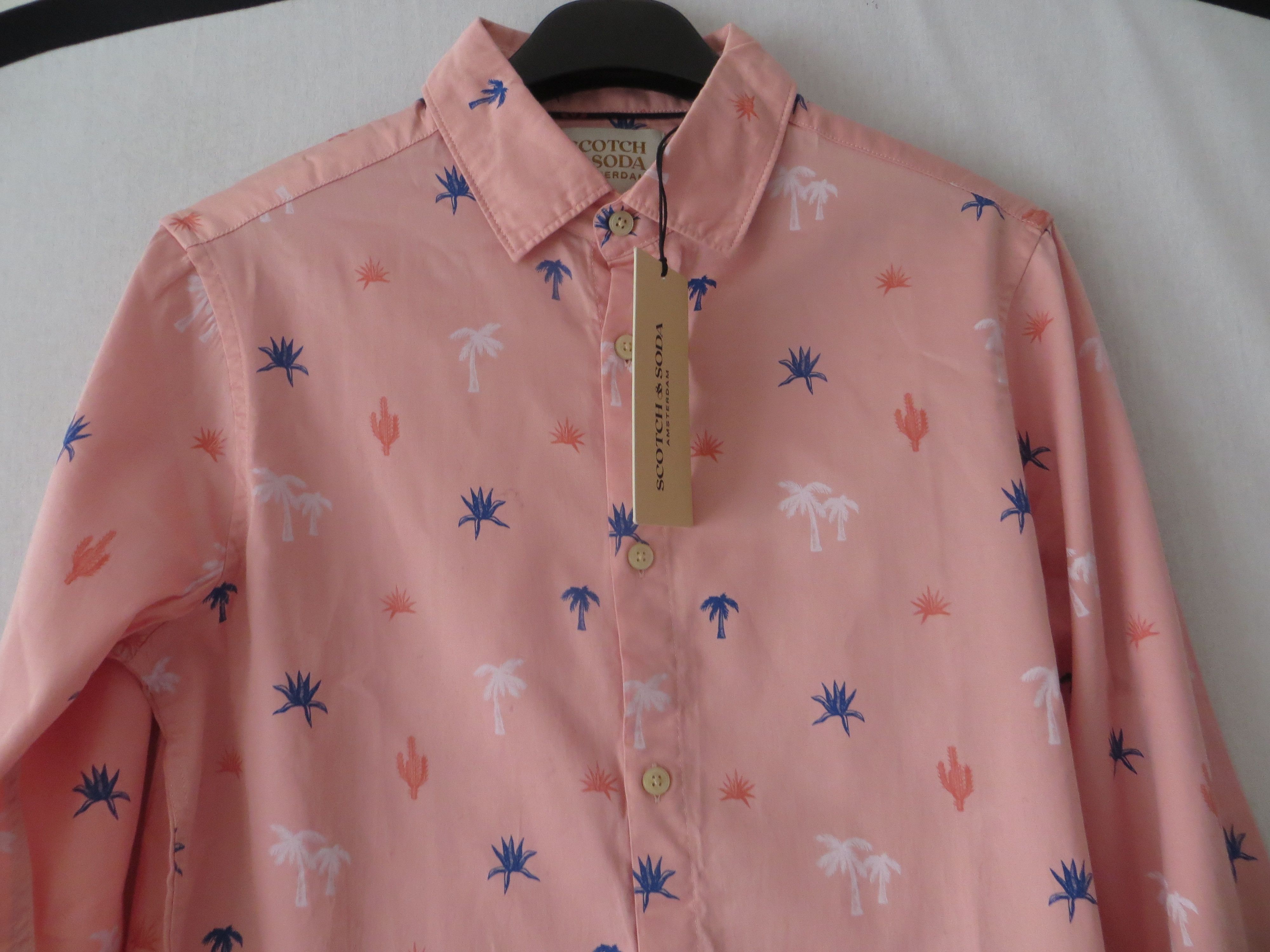 Scotch & Soda PINK TROPICAL PRINT SHIRT Size US S / EU 44-46 / 1 - 2 Thumbnail