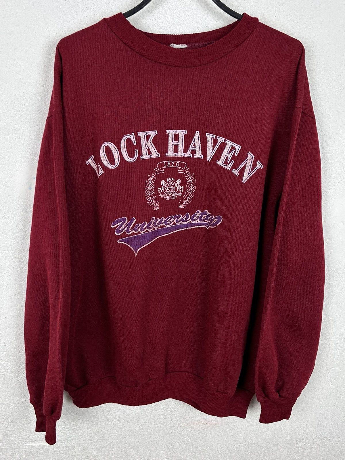 Vintage 80s Vintage Lock Haven University Sweatshirt Crewneck Red Size US XL / EU 56 / 4 - 1 Thumbnail