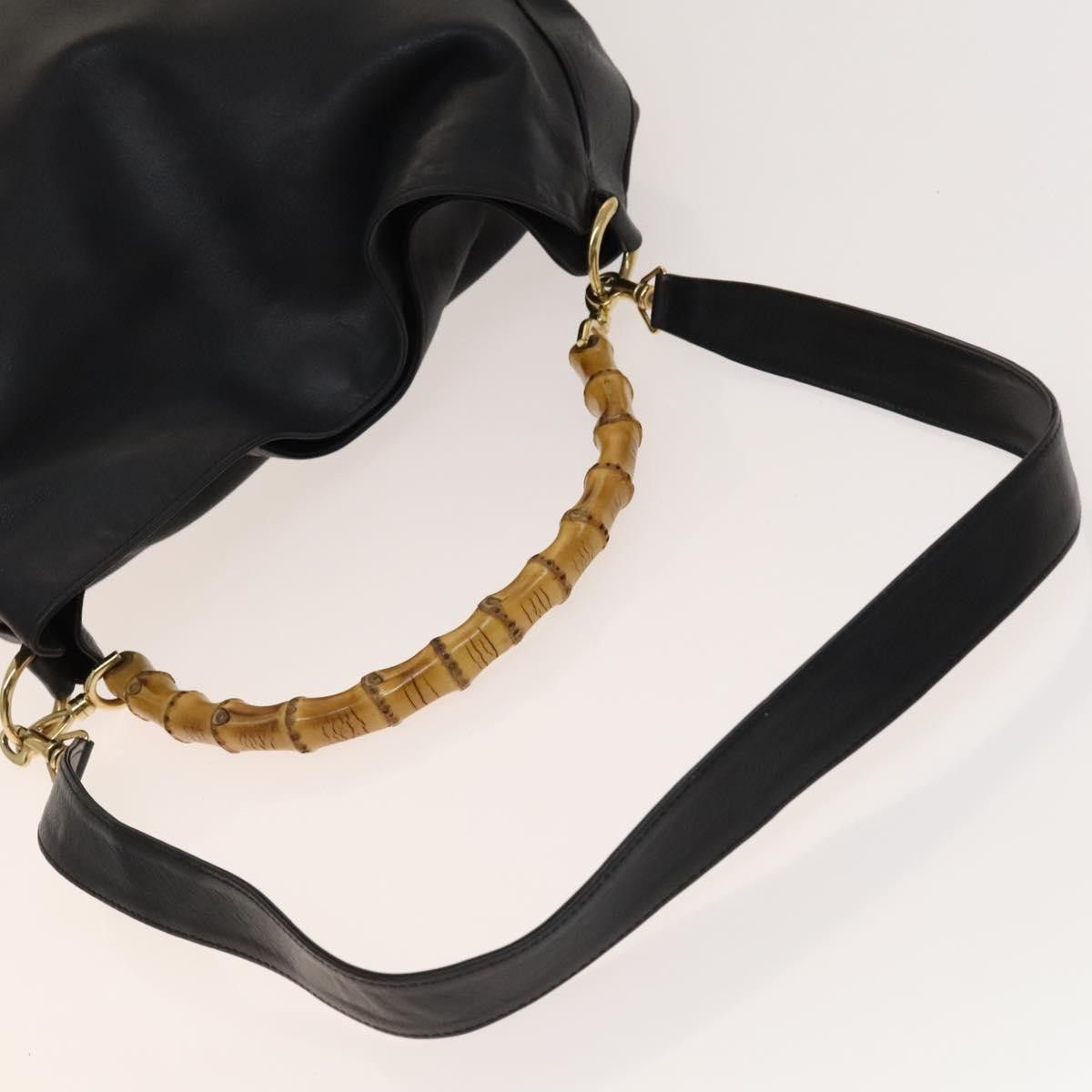 Gucci GUCCI Bamboo Handbag Leather Black Gold 001 1781 001 1781 Size ONE SIZE - 7 Thumbnail