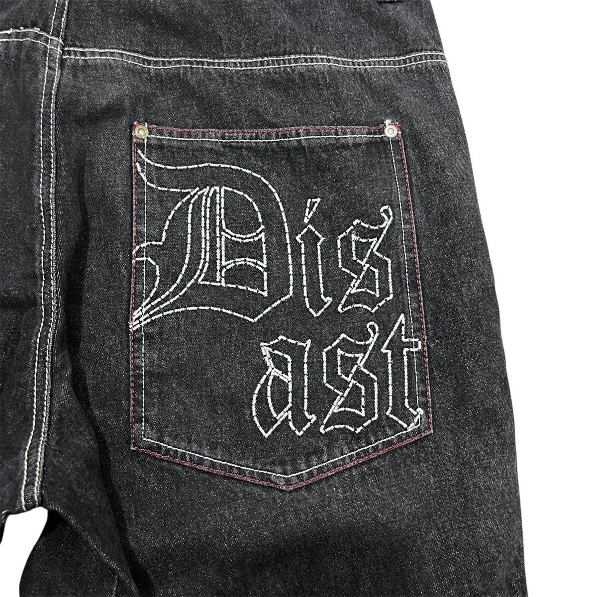 If Six Was Nine 🐲 Grass Hither Embroidery Baggy Cargo Black Denim Pant Size US 40 / EU 56 - 11 Thumbnail