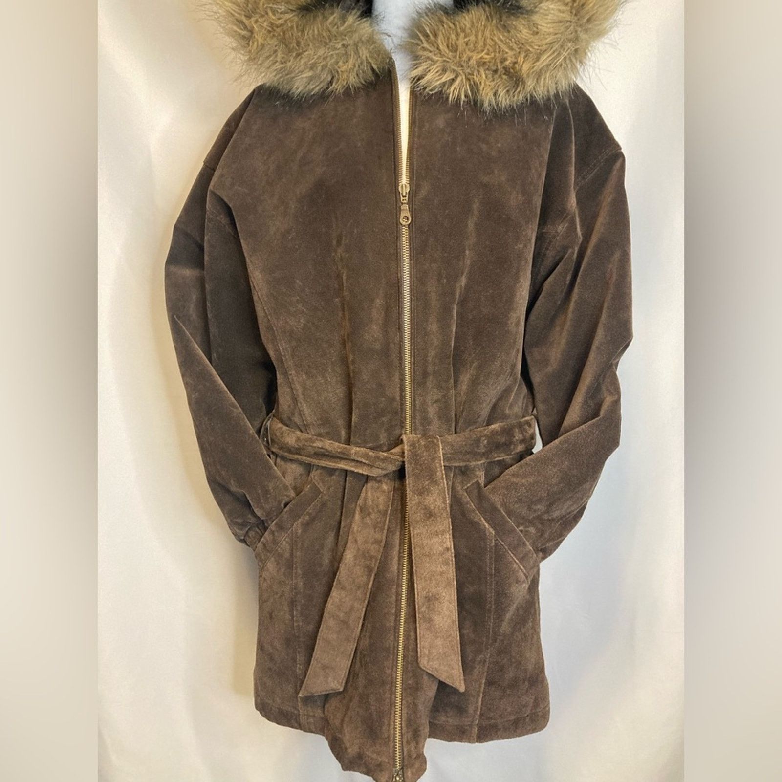 Wilsons Leather Wilson Leather Jacket Womens S Coat Lined Faux Fur Hood Boho Size S / US 4 / IT 40 - 6 Thumbnail