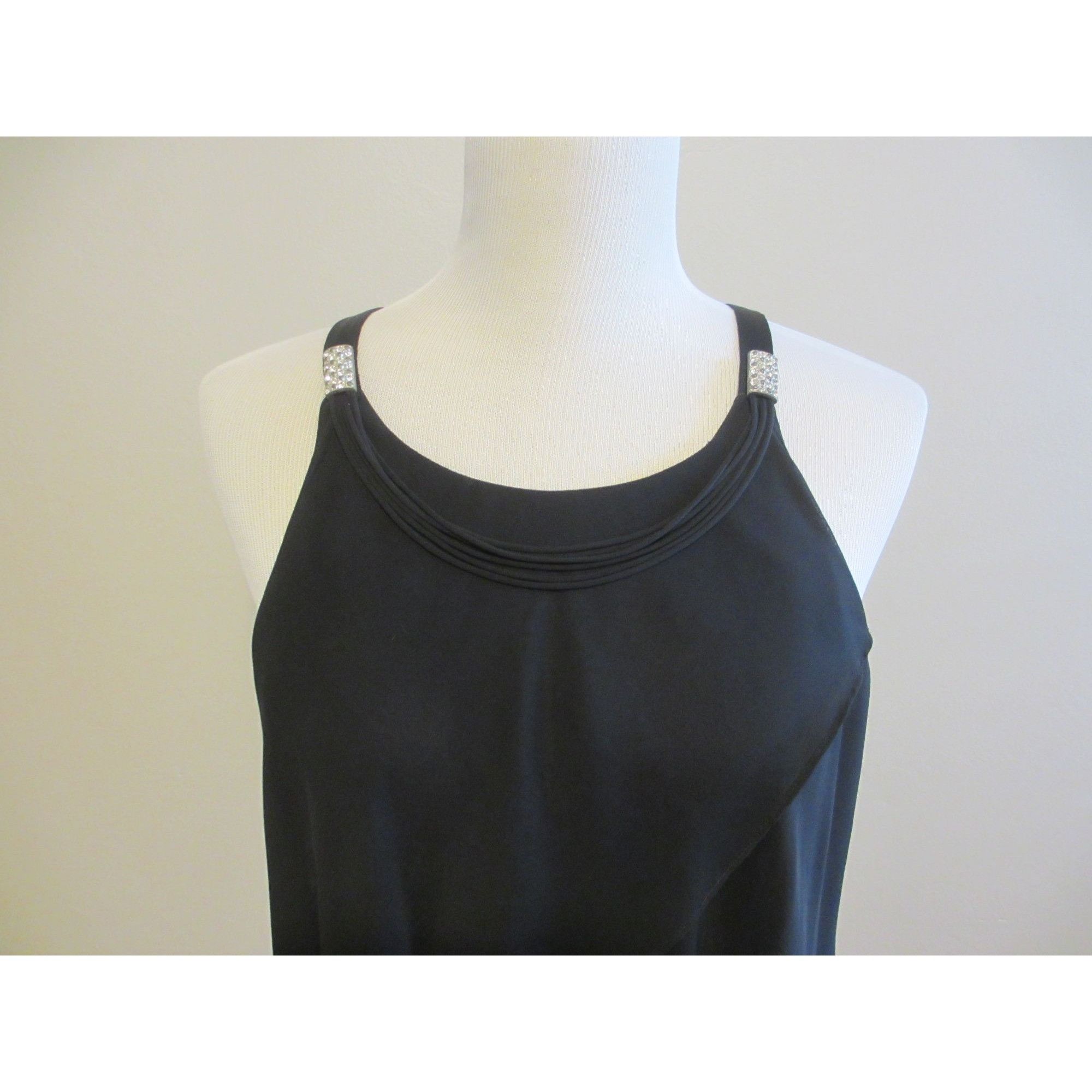 Other S.L. Fashions Black Sleeveless Tiered Chiffon Dress W/ Rhine Size XL / US 12-14 / IT 48-50 - 5 Thumbnail