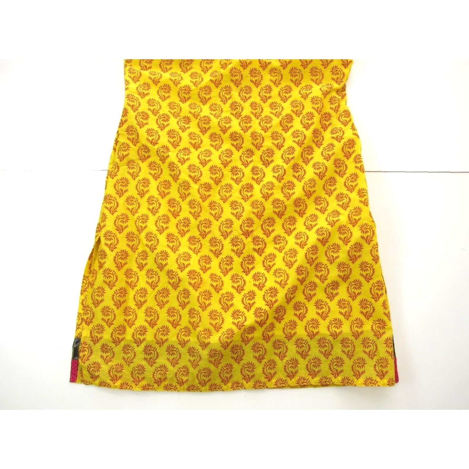 Pinko Sarjana Dress Women Short Sleeve Tunic Kurta Flower Floral Yellow Smock Midi A-Line Casual Formal S-M Womens Size 28" / US 6 / IT 42 - 6 Thumbnail