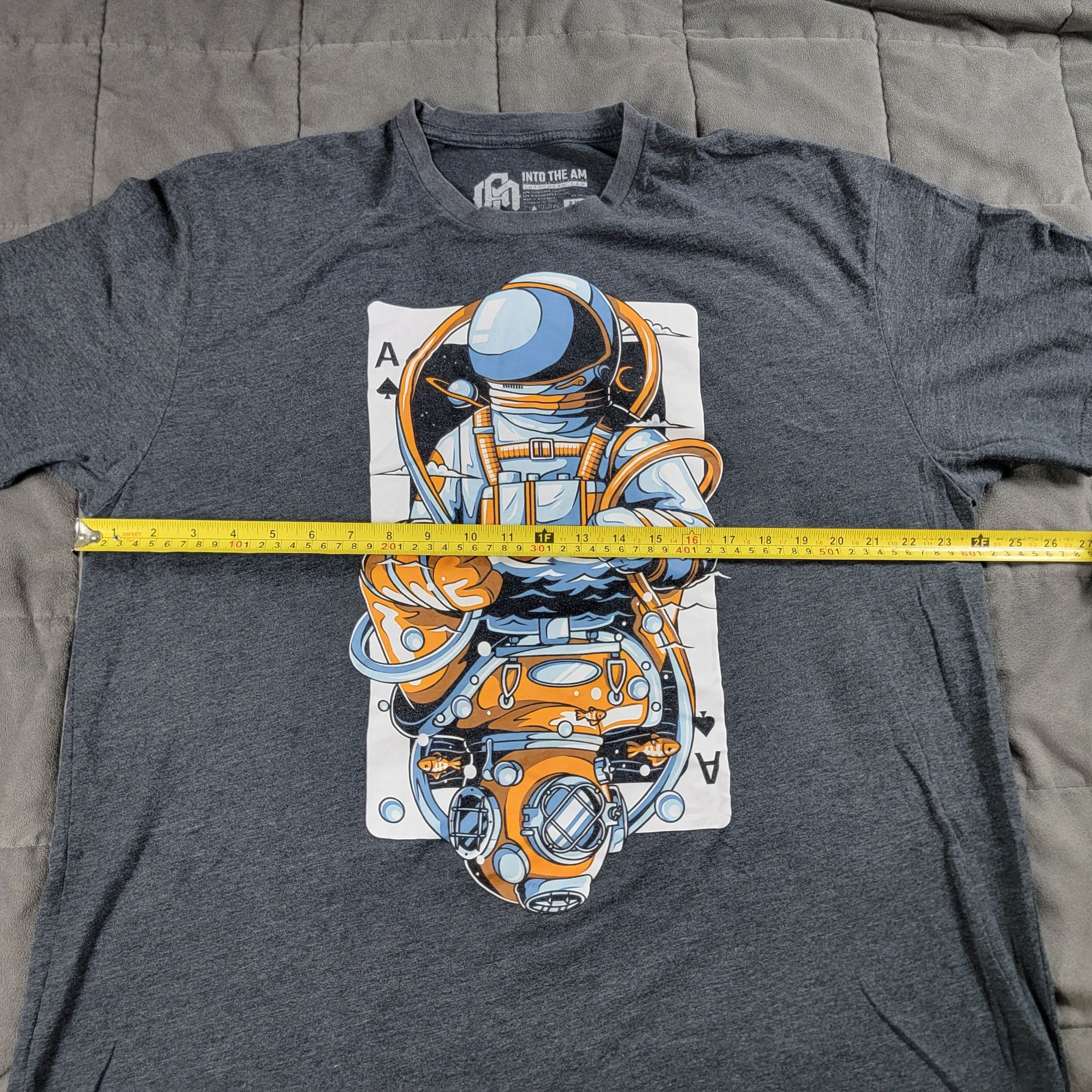 Other Into the AM Mens 2XL Gray Ace Astronaut Short Sleeve T Shirt Size US XXL / EU 58 / 5 - 6 Thumbnail