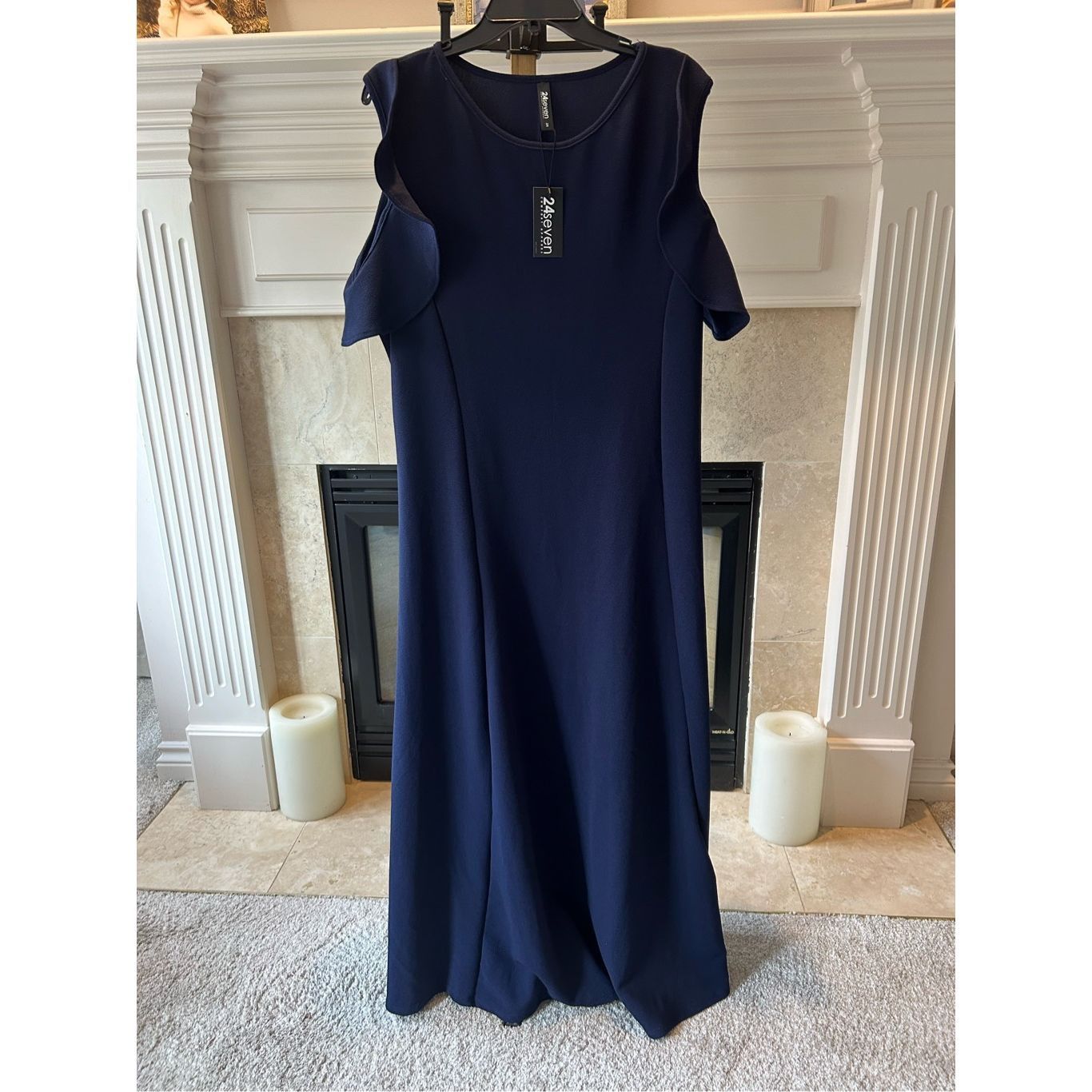 Other 24seven Comfort Apparel Ruffle Cold Shoulder Maxi Dress, For Size 3XL / US 20-22 - 2 Thumbnail