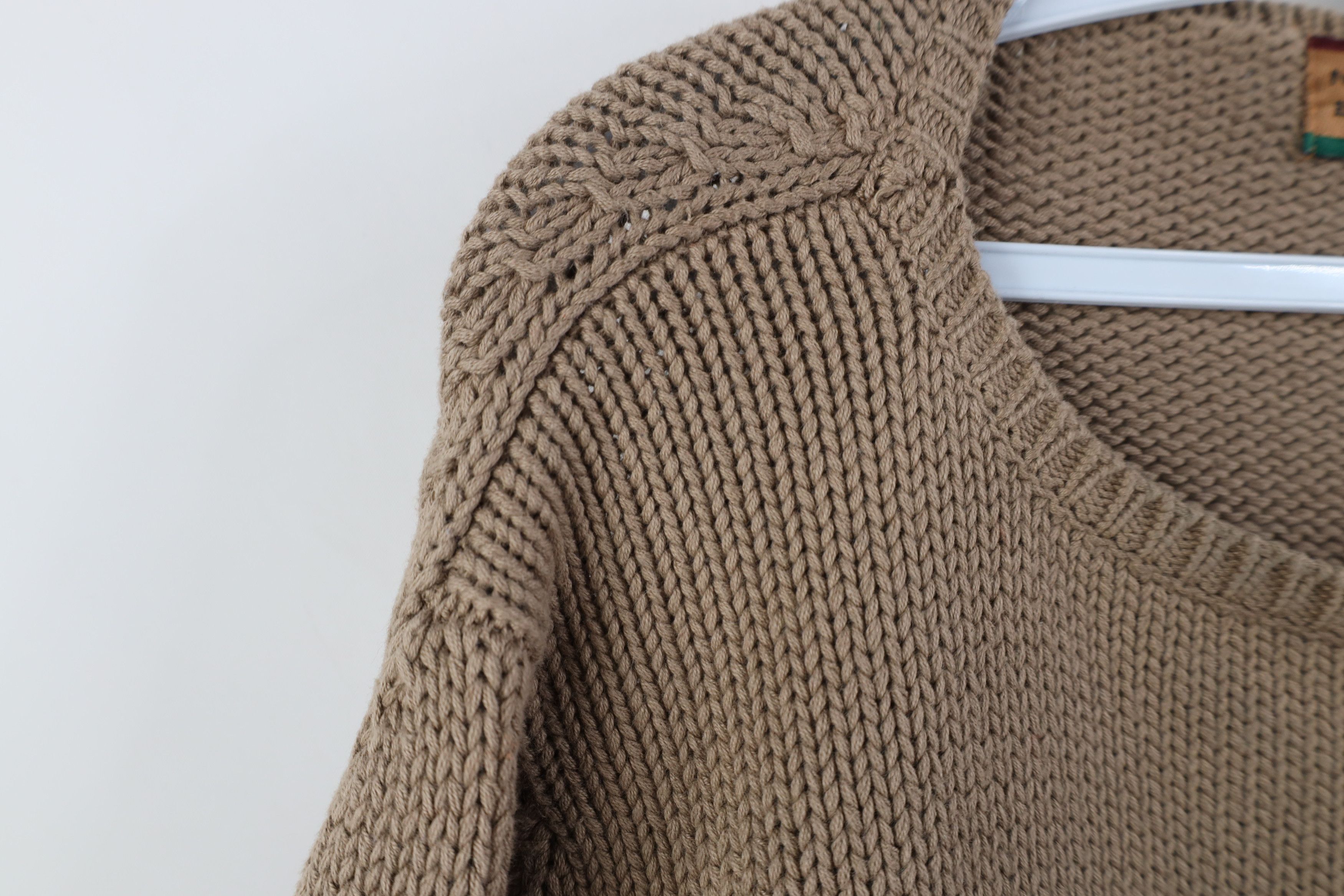 Vintage Vinage 90s Streetwear Blank Cotton Ribbed Knit Sweater Beige Size M / US 6-8 / IT 42-44 - 6 Thumbnail