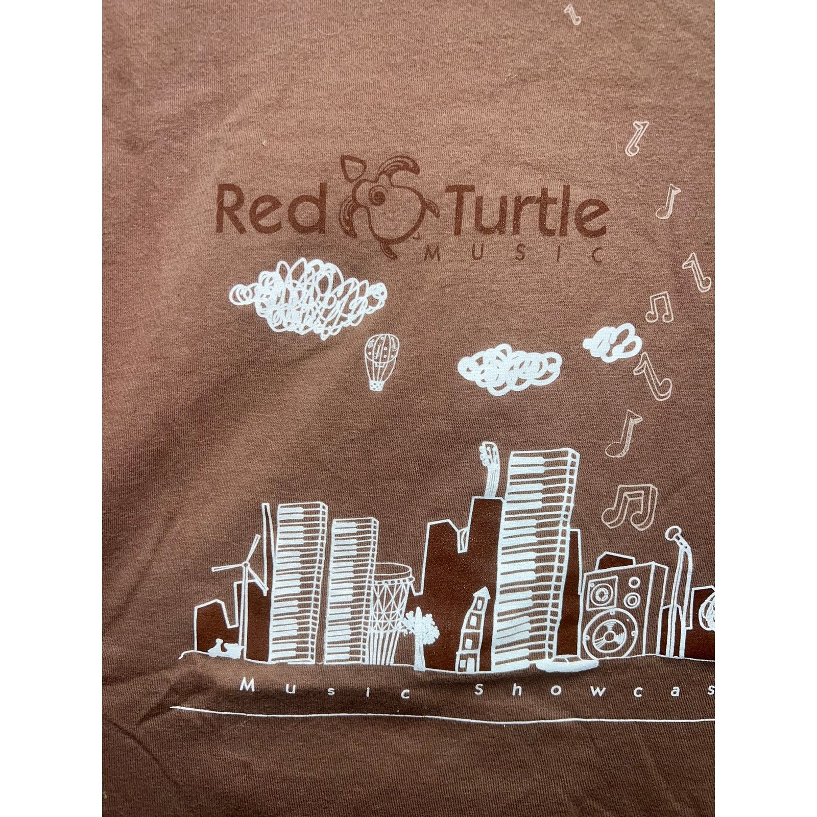 Gildan Womens Red Turtle Music Shirt Top Music Showcase Tee Large Size L / US 10 / IT 46 - 2 Thumbnail