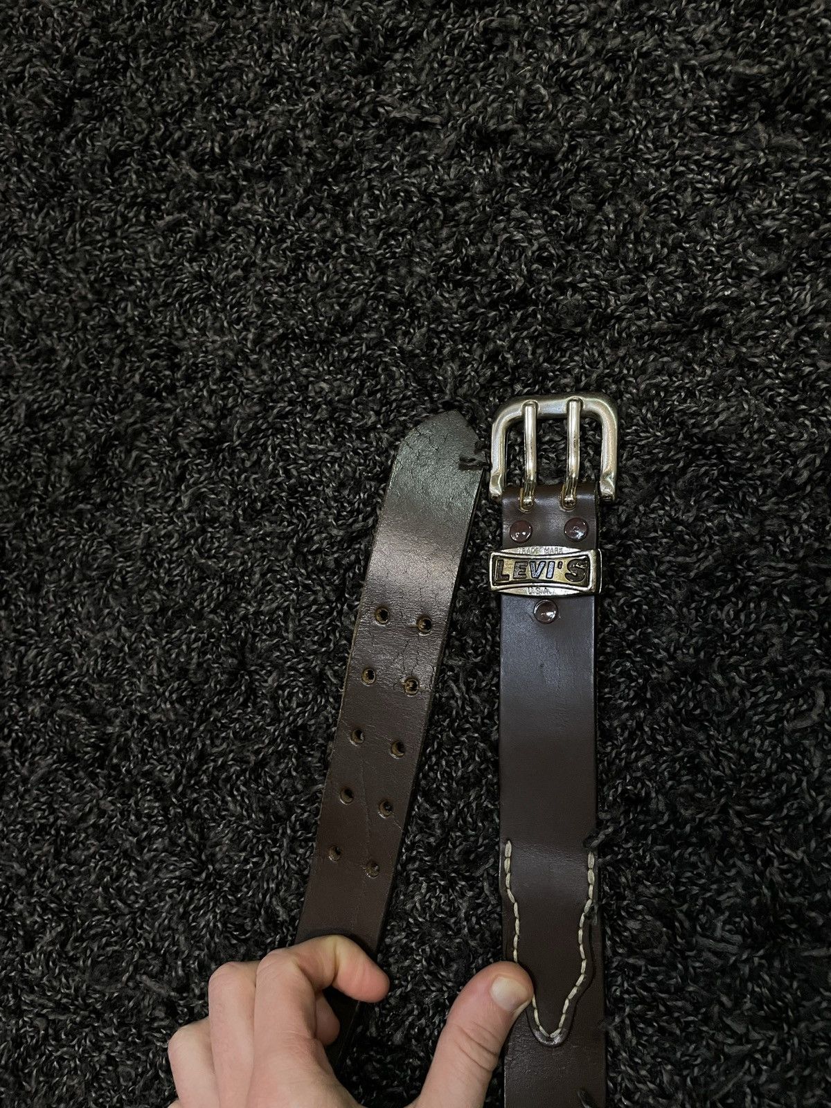 Levi's Vintage 90 s Levi’s made USA leather belt Avant Garde Y2K Size ONE SIZE - 2 Thumbnail