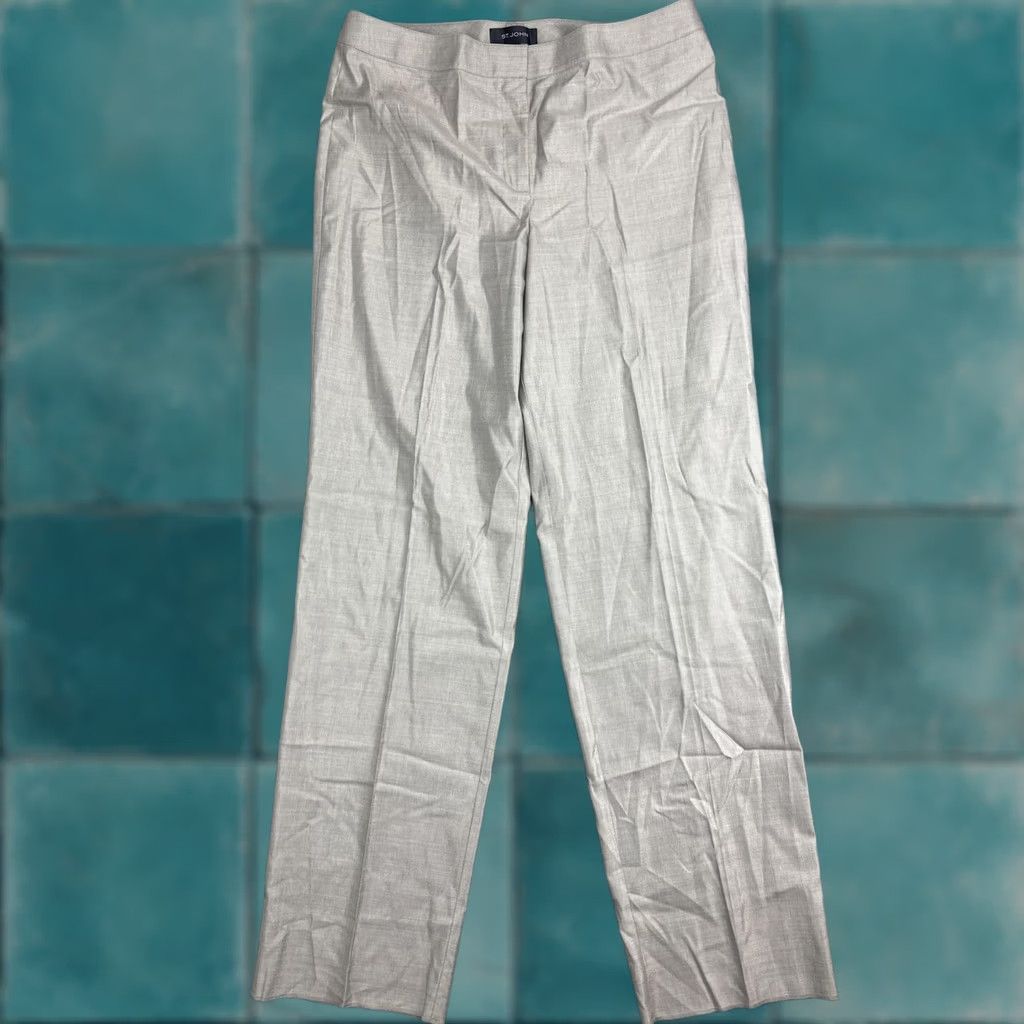 St. John St. John Dress Pants Womens 14 Beige Twill Straight Leg Classic Workwear Size 36" / US 14 / IT 50 - 1 Thumbnail