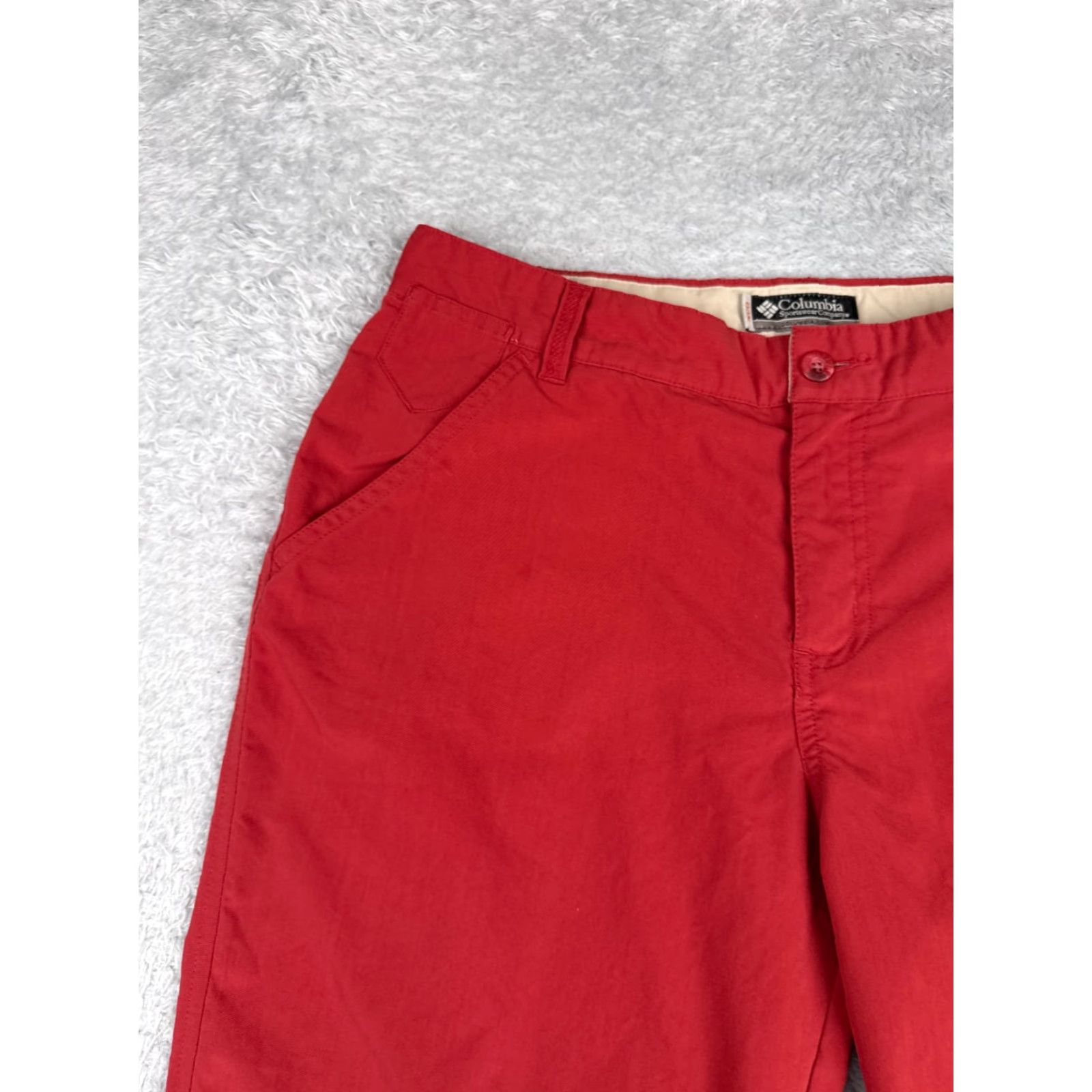 Vintage Columbia Shorts Women 10 Red Cotton Blend Chino XCO Hiking Camping 30x16 Elastic Waist Pockets Mid Rise Casual Activewear Summer Women Size 32" / US 10 / IT 46 - 4 Thumbnail