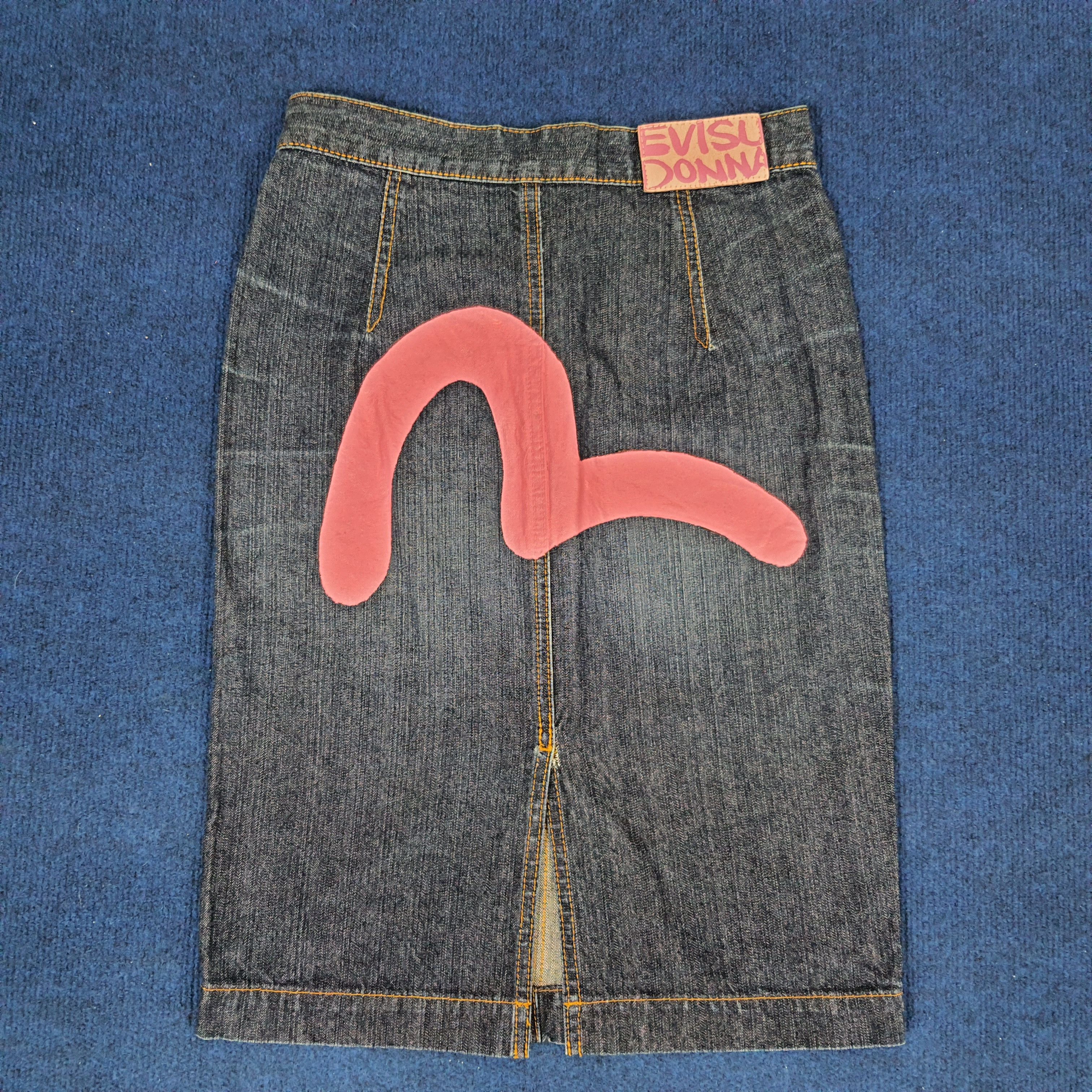Evisu × Japanese Brand × Vintage Vintage Evisu Donna Japan Custom Daicock Midi Denim Skirt Size 25" / US 0 / IT 36 - 1 Thumbnail