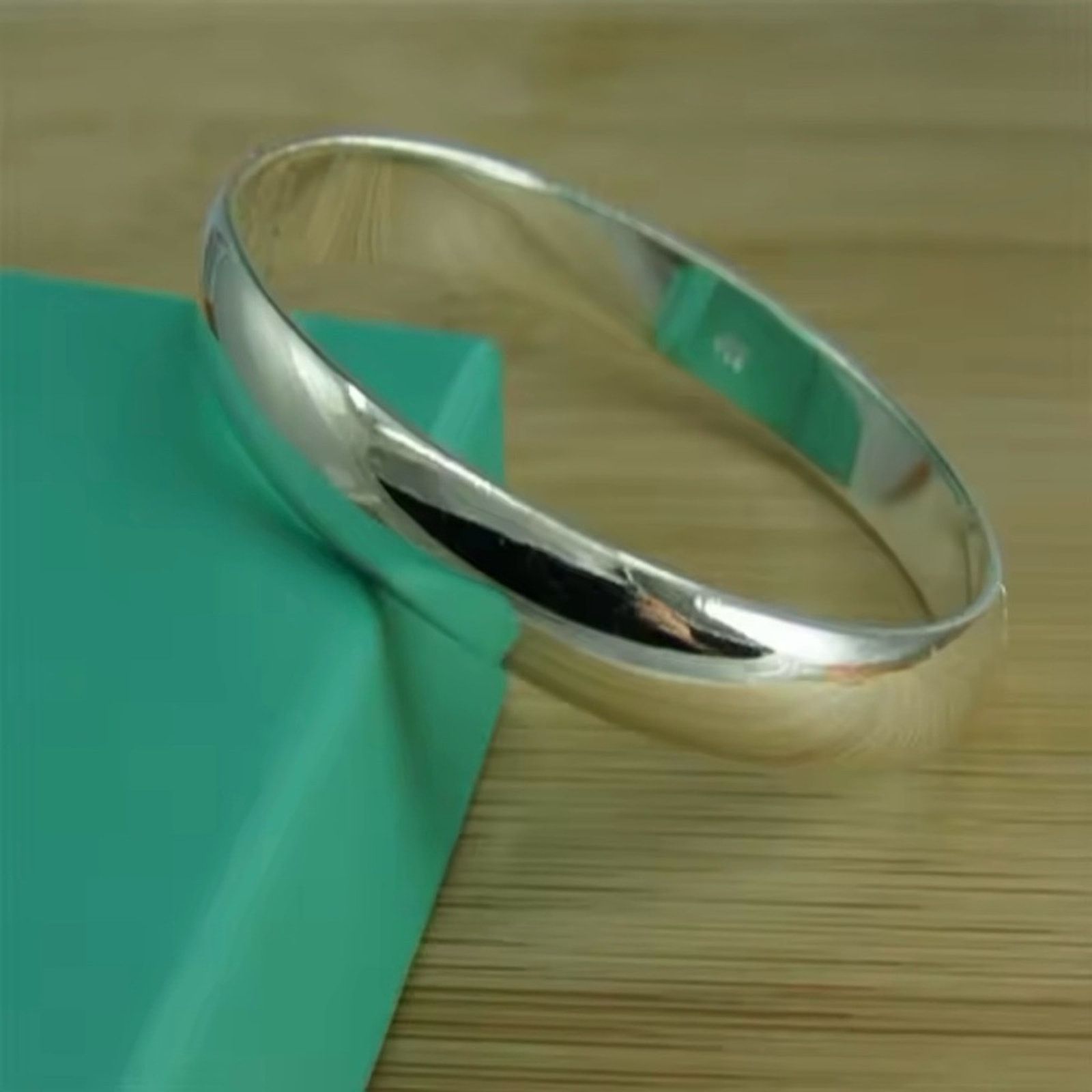 Other Sterling Silver Bracelet Simple Glossy Open Solid Bangle Size ONE SIZE - 1 Thumbnail
