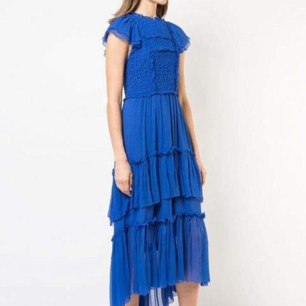 Designer Ulla Johnson Blue Chiffon Dress Size M / US 6-8 / IT 42-44 - 7 Thumbnail