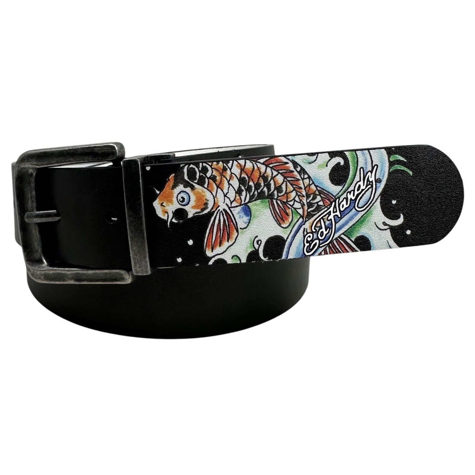 Ed Hardy Ed Hardy Men's Skull and Koi Fish Print Reversible Belt Size 38 - 1 Thumbnail
