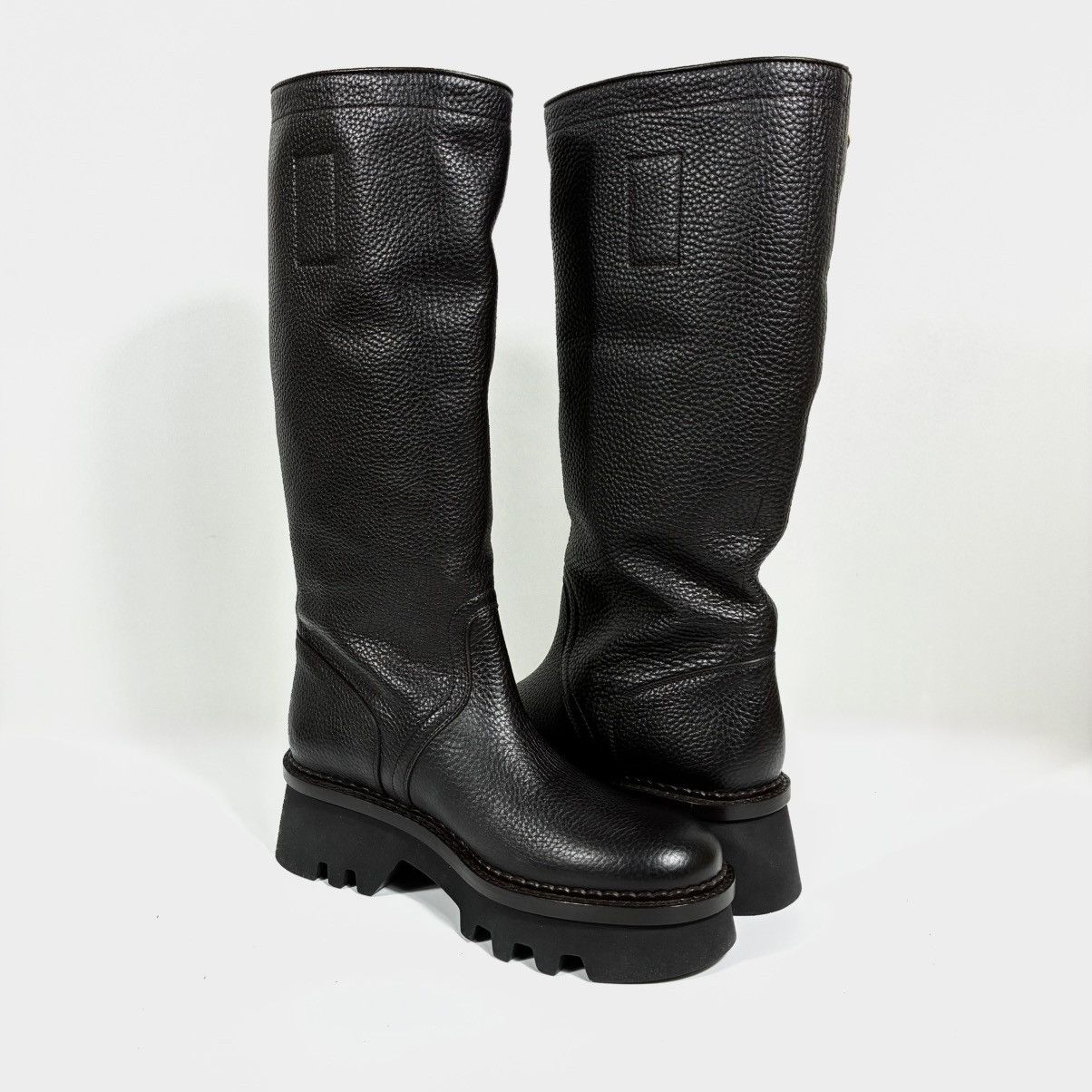 Chloe Chloe Owena Pebbled Leather Knee High Platform Boots 40.5 EU Size US 9.5 / IT 39.5 - 12 Thumbnail