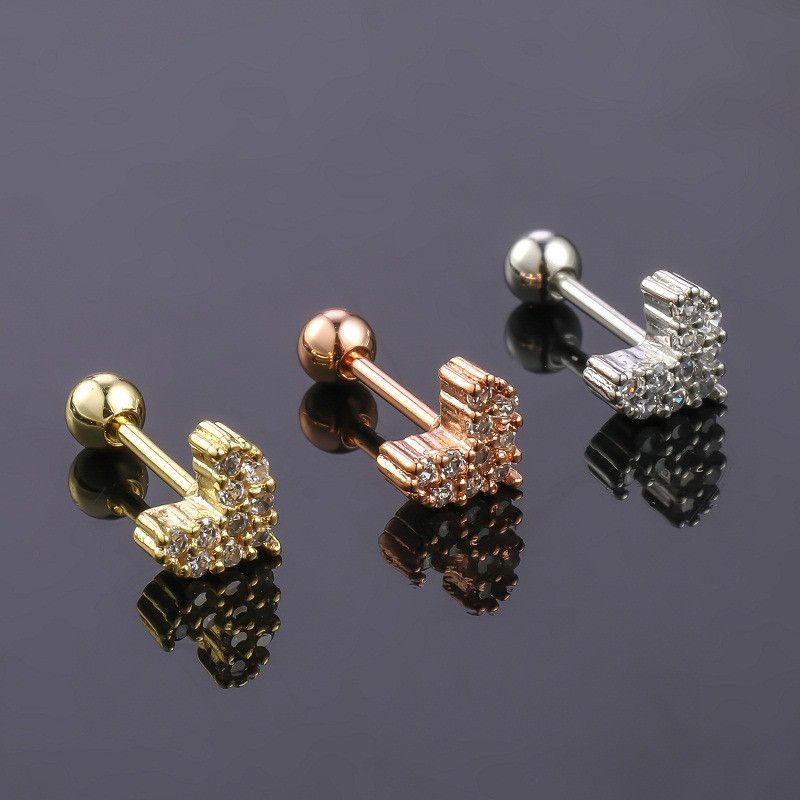 Diamond Earrings x Jewelry Heart Punk Earrings One Pairs Chrome Jewelry in Silver, Men's