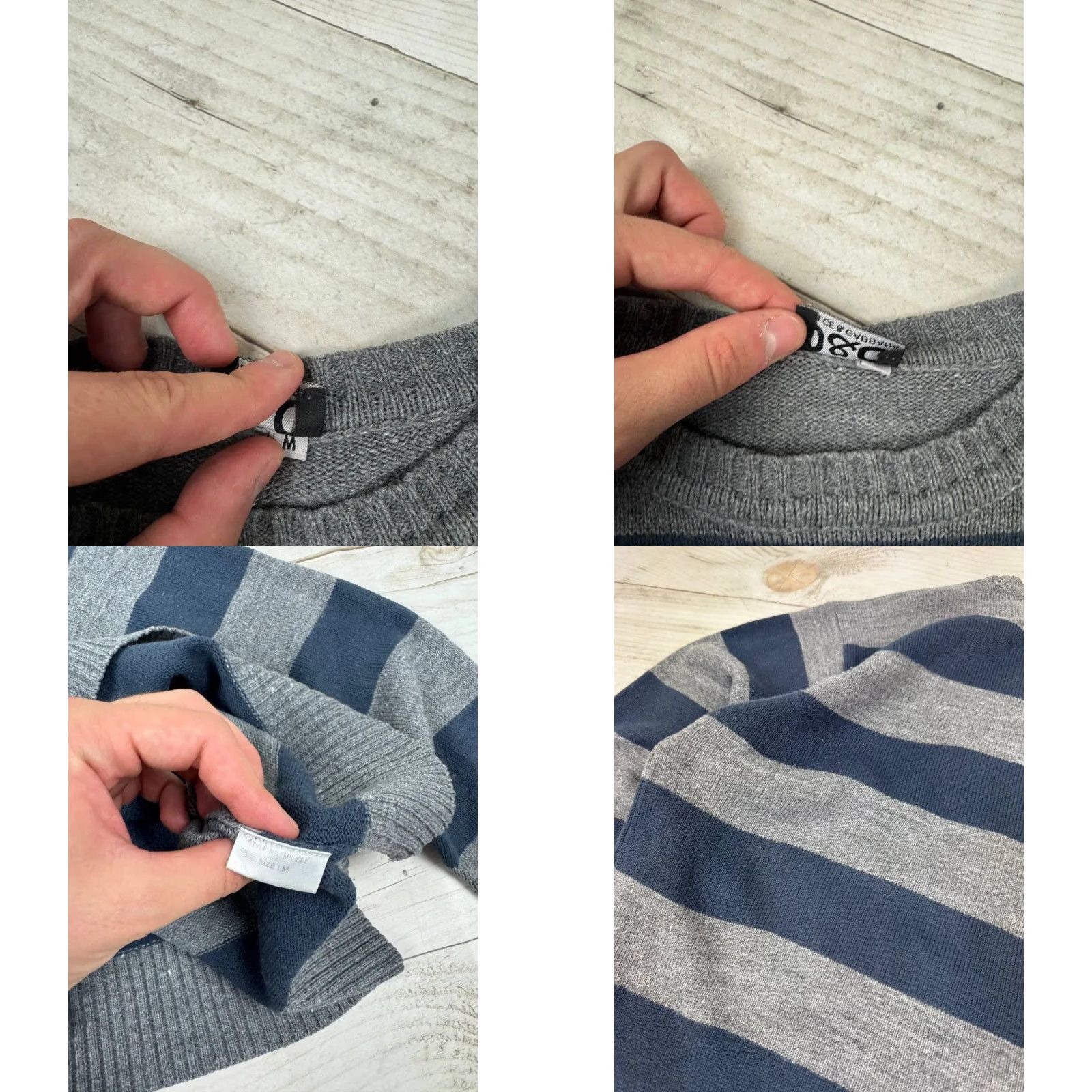 Dolce & Gabbana VINTAGE Dolce&Gabbana Logo Knit Sweater Striped Wool Men M Blue - Regular Fit Pullover, Wool, Knit, Long Sleeve, Classic Casual Winter Fall Spring Size US M / EU 48-50 / 2 - 10 Thumbnail