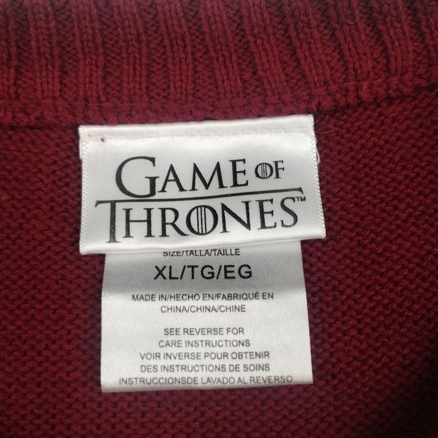 Other Game Of Thrones Men's Burgundy Sweater/Pullover SzXL SKU3867 Size US XL / EU 56 / 4 - 4 Thumbnail