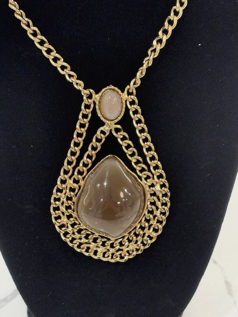 Jewelry 2 Toned Brown Stones on a Gold Chain Size ONE SIZE - 2 Thumbnail