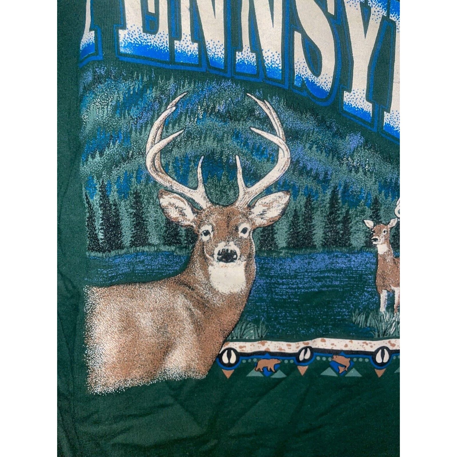Jerzees 90s Pennsylvania Deer Scenic Nature Graphic T-Shirt L Size US L / EU 52-54 / 3 - 2 Thumbnail